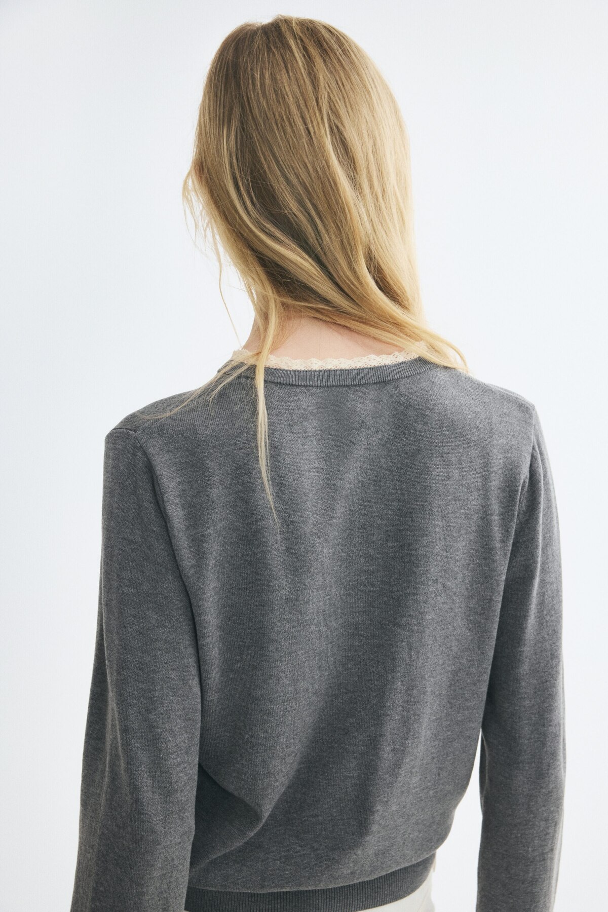 H&M Dantel Şeritli Hırka görsel 4