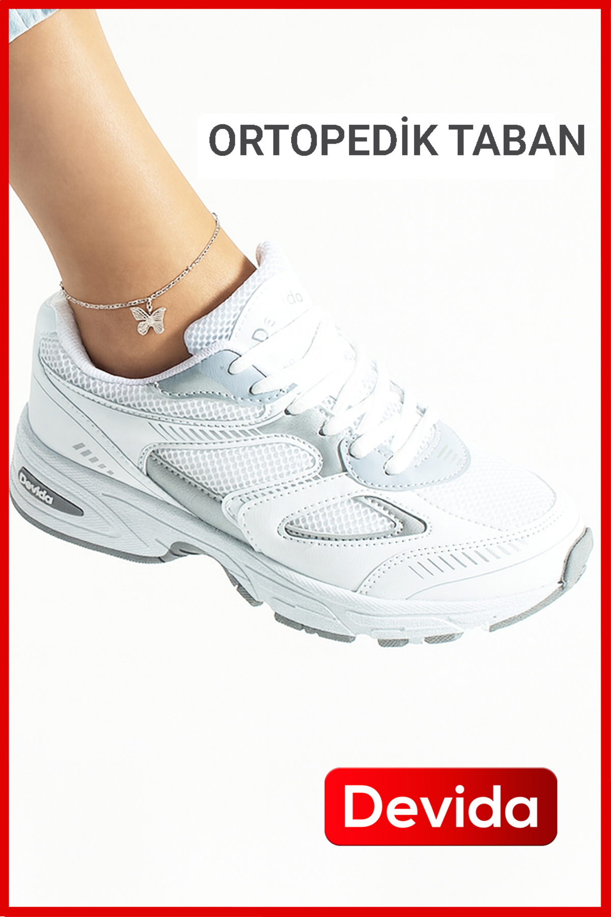 Devida Kadın Beyaz Spor Ayakkabı Günlük Rahat Kaymaz Air Taban Sneaker N110 görsel 5