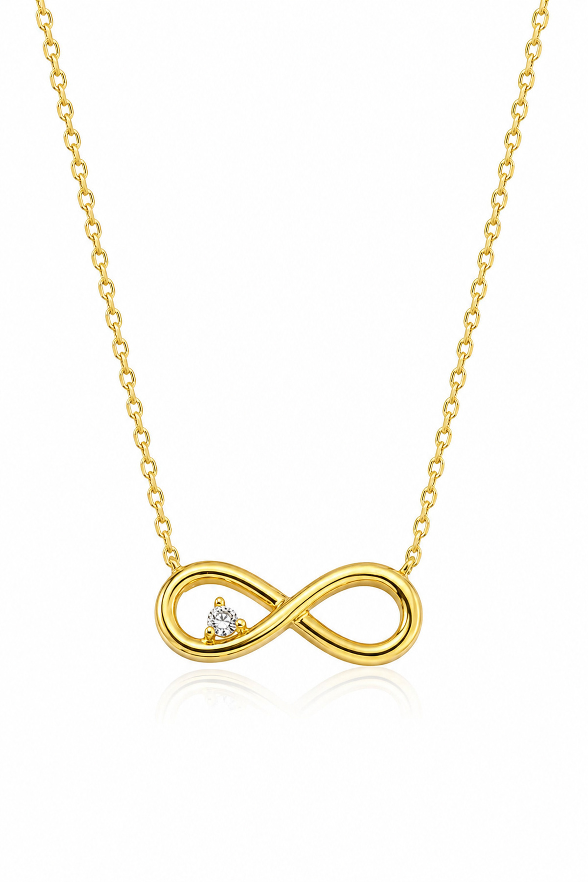 eva'sjewellery diamond Sonsuzluk Kolye Gerçek Pırlantalı, 925 Ayar Gümüş 18 Ayar Altın Kaplama, Sertifikalı ve Işıklı Hediye Kutulu görsel 2