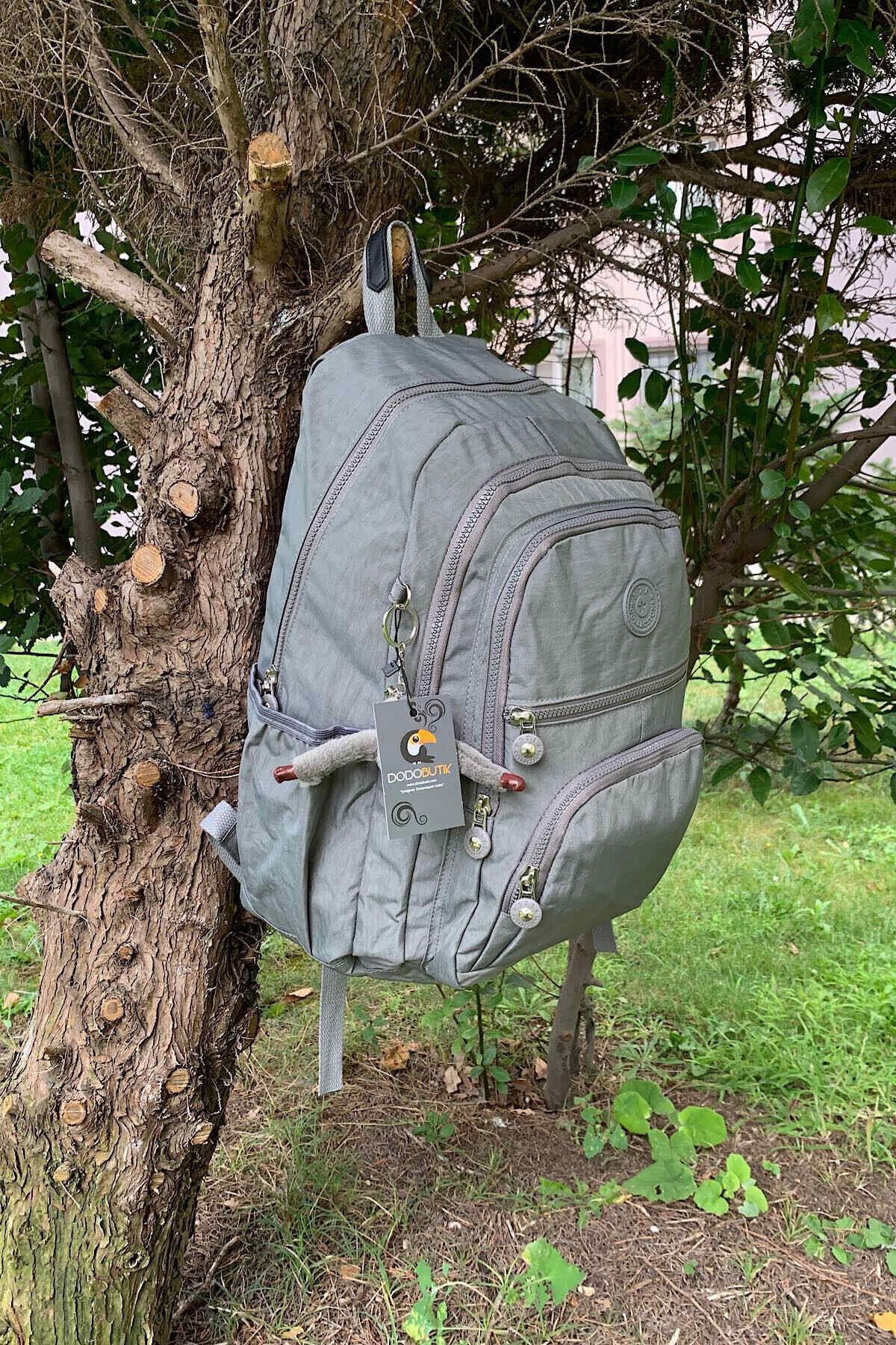 DodoButik Suya Dayanıklı Büyük Boy Gri Sırt Çantası görsel 2