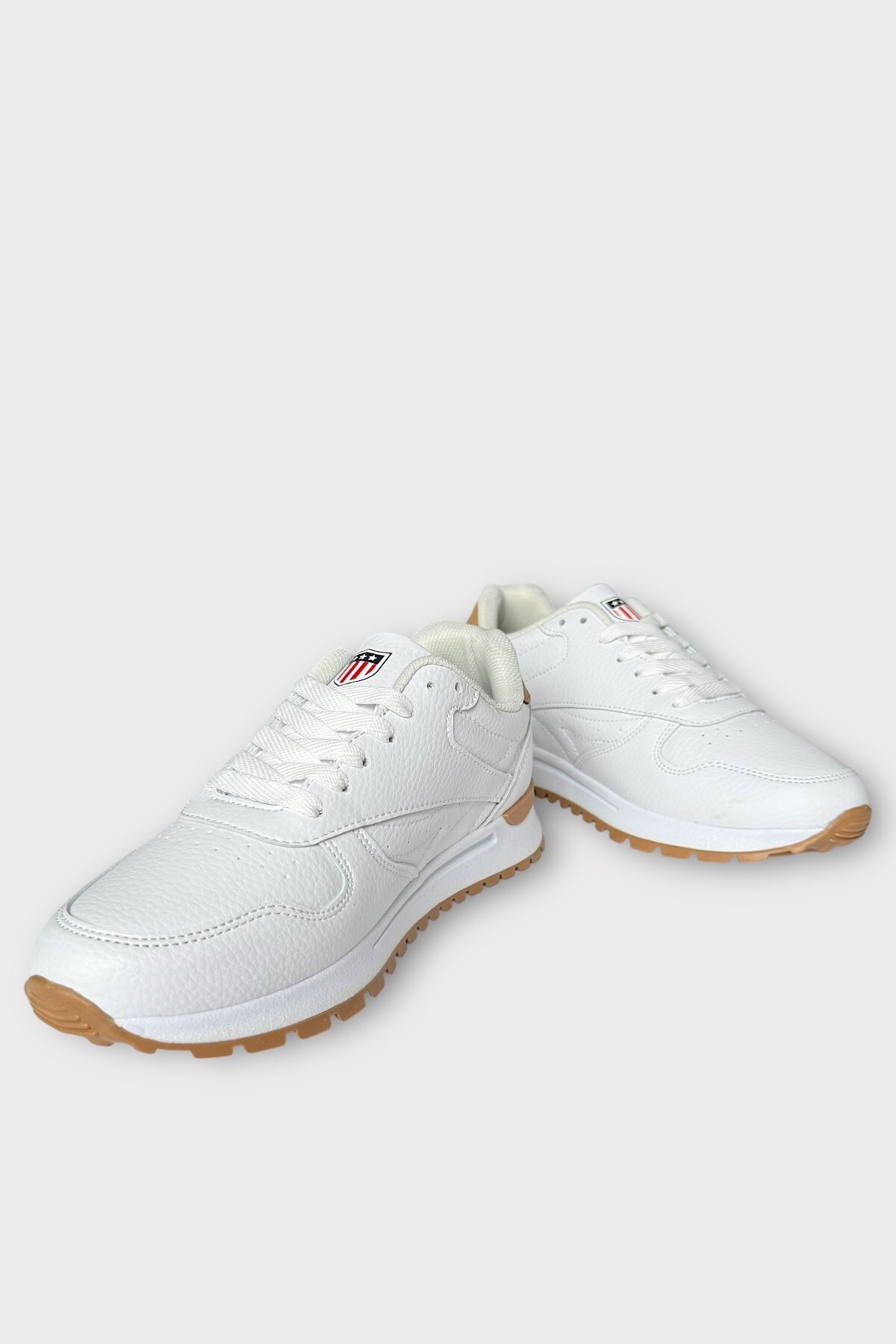 Ortopedik Cilt Sneaker Unisex Spor Ayakkabı BEYAZ - TABA — سفید 10031 — تصویر 3 از 6