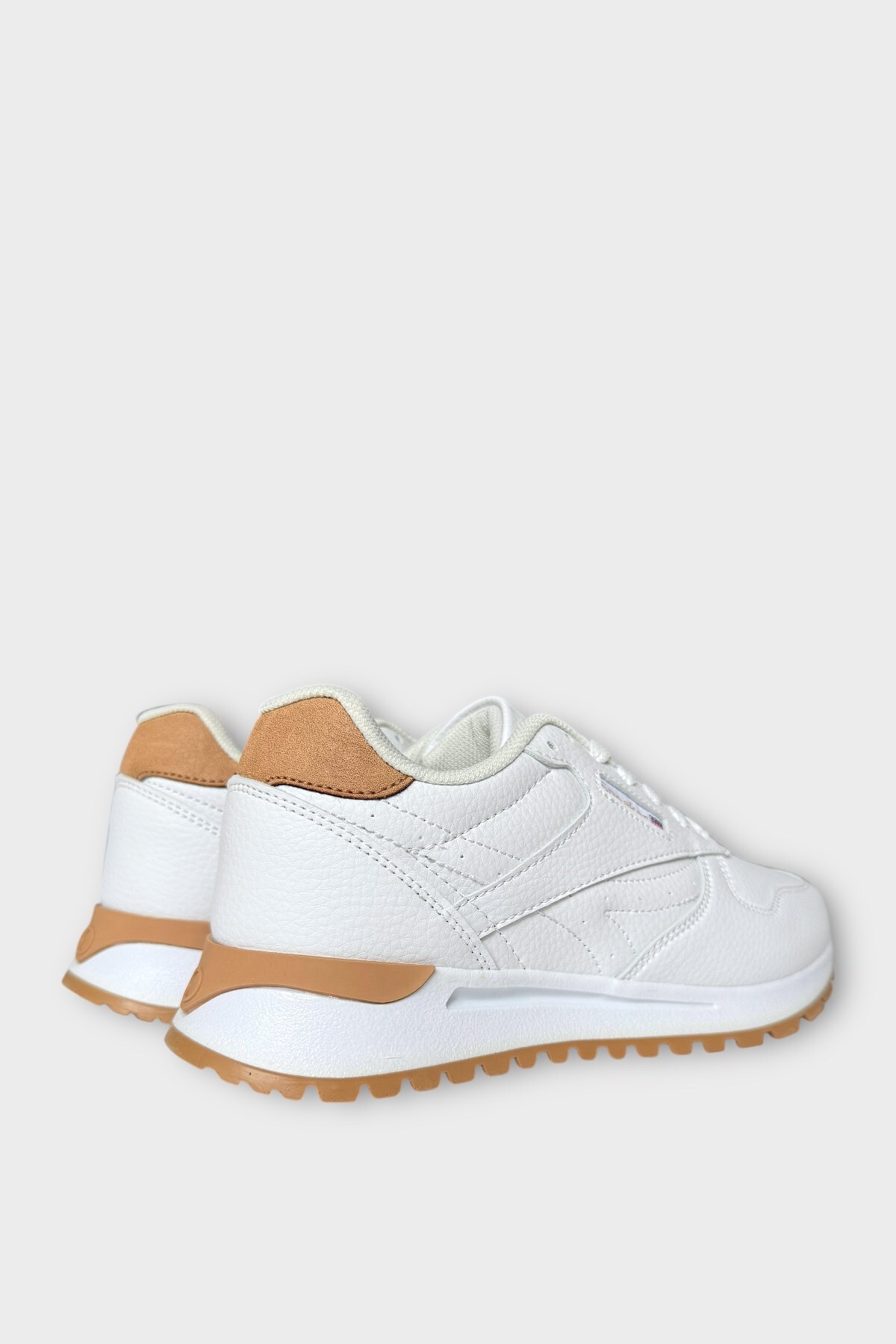 Ortopedik Cilt Sneaker Unisex Spor Ayakkabı BEYAZ - TABA — سفید 10031 — تصویر 4 از 6
