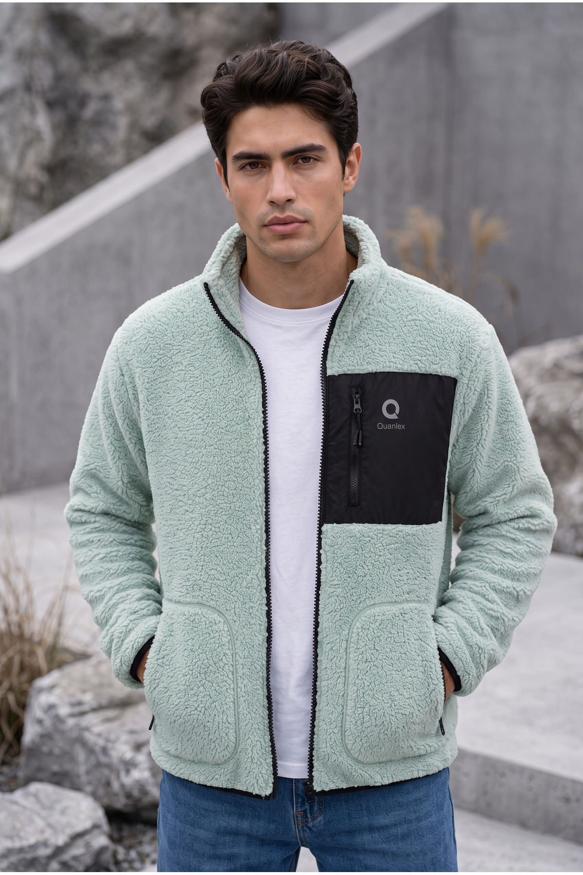 ژاکت پشمی گرم آکوا گرین KUZU WELSOFT POLAR FULL-ZIP — رنگارنگ E0600 — تصویر 2 از 7