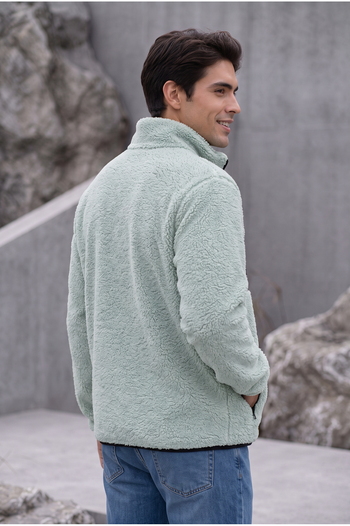 ژاکت پشمی گرم آکوا گرین KUZU WELSOFT POLAR FULL-ZIP — رنگارنگ E0600 — تصویر 3 از 7