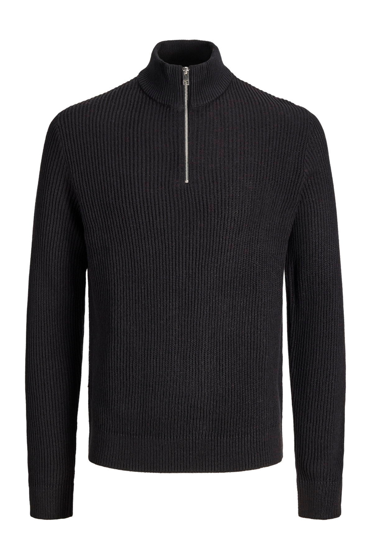 ژاکت بافتنی مردانه یقه ایستاده زیپ‌دار - پنل جک اند جونز پلیور Jack & Jones