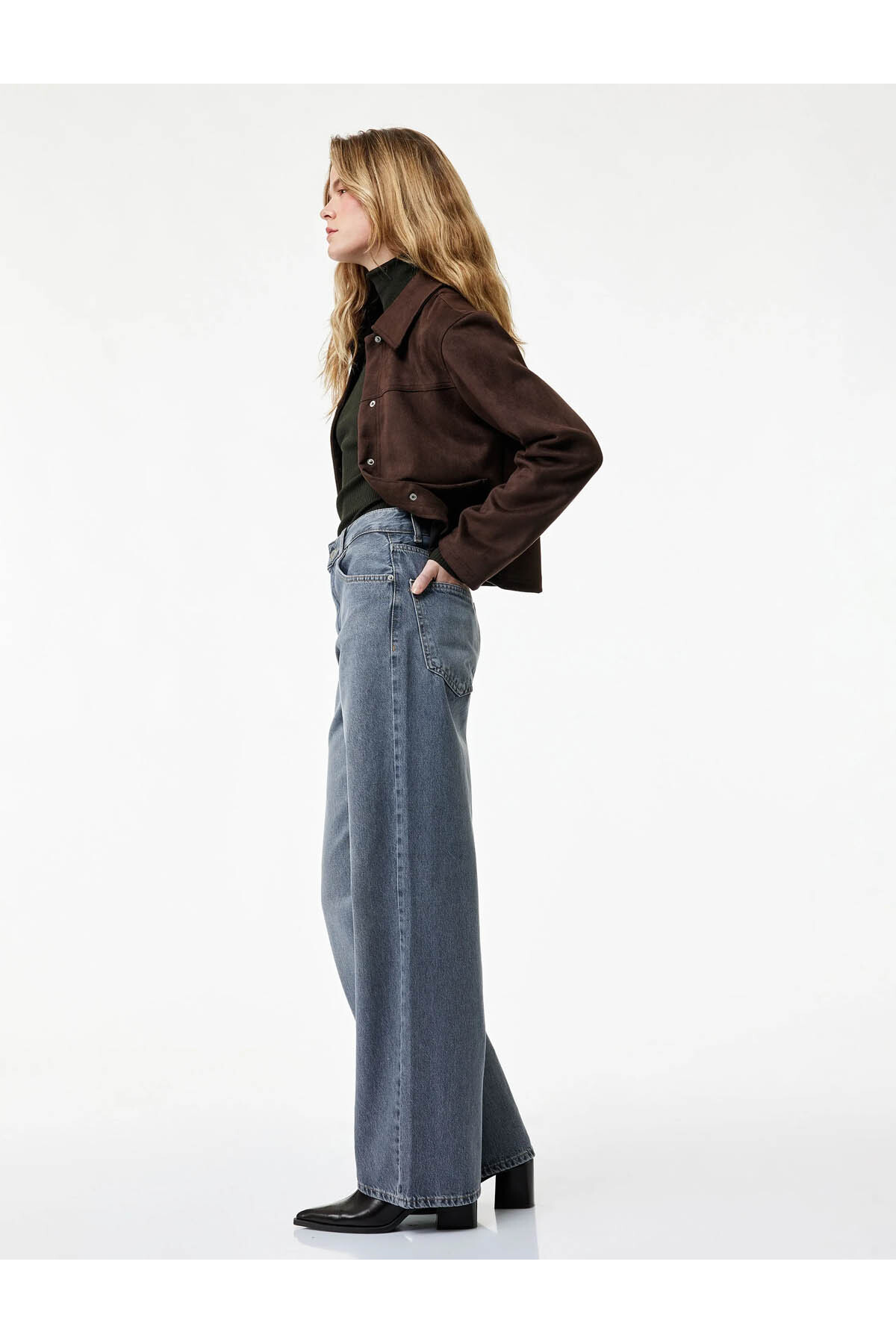 Koton Rahat Kalıp Yıkamalı Uzun Düz Paça Pamuklu Jean Pantolon - Baggy Jeans görsel 2