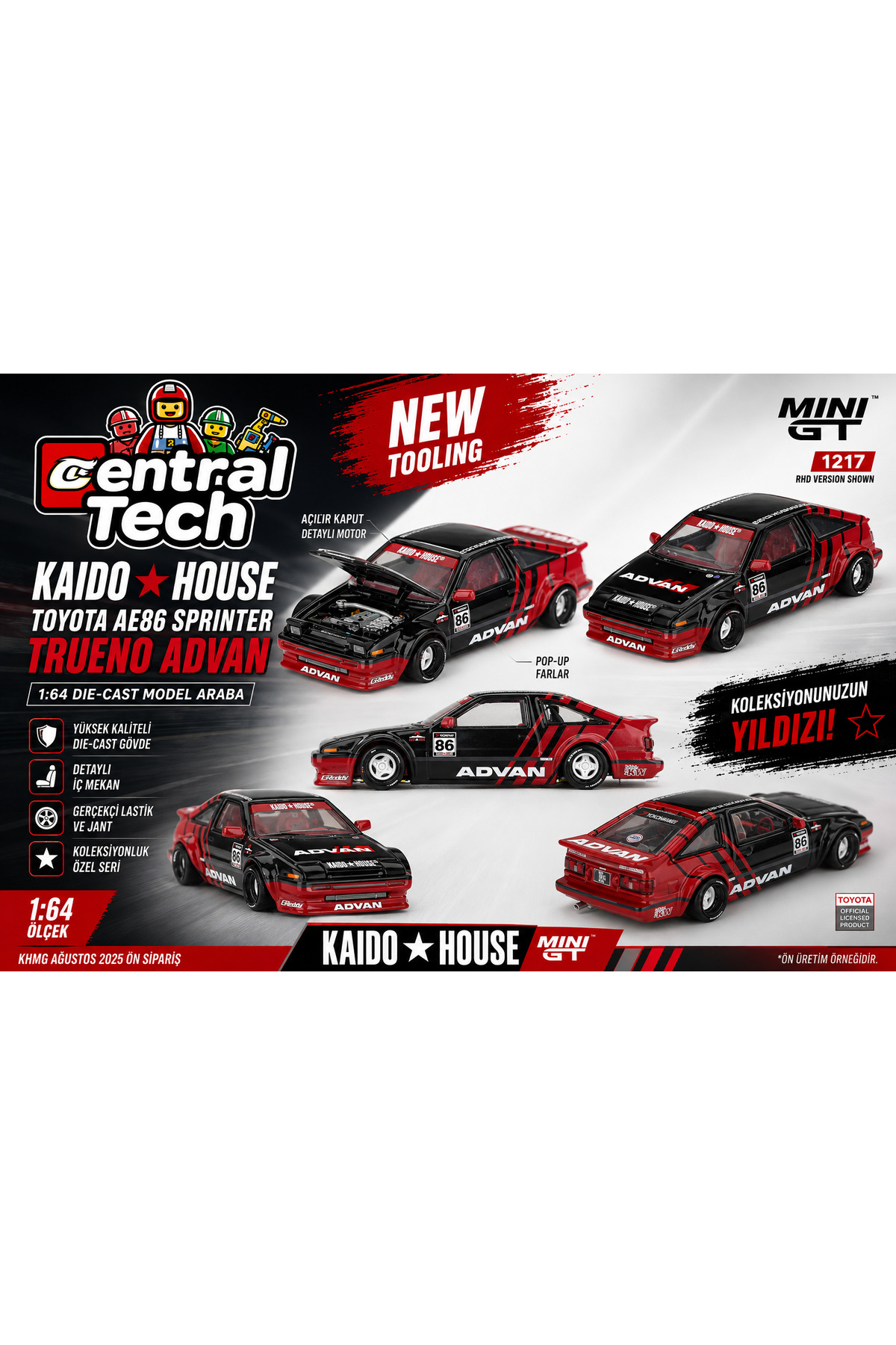 mini gt x Kaido House 1:64 Toyota AE86 Sprinter Trueno Kaido ADVAN