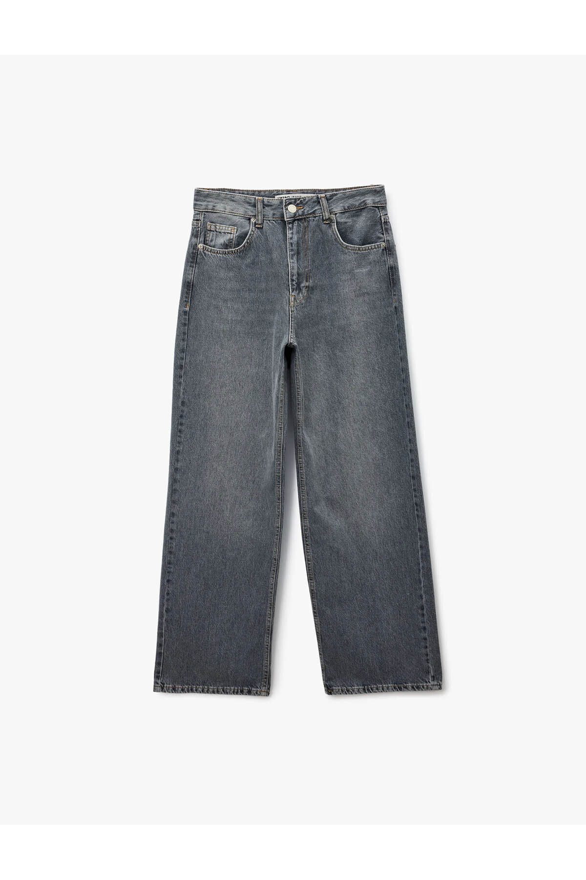 Koton Rahat Kalıp Yıkamalı Uzun Düz Paça Pamuklu Jean Pantolon - Baggy Jeans görsel 4