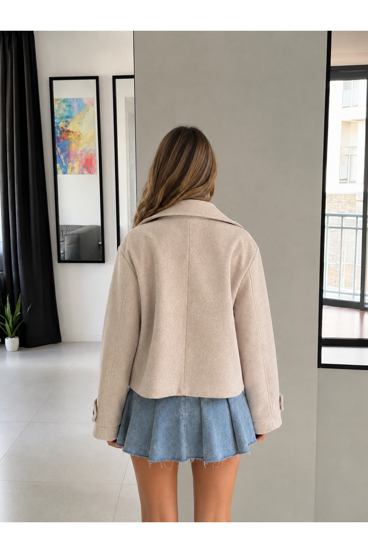 Ekim Store Dik Yaka Düğmeli Kaşe Ceket görsel 2