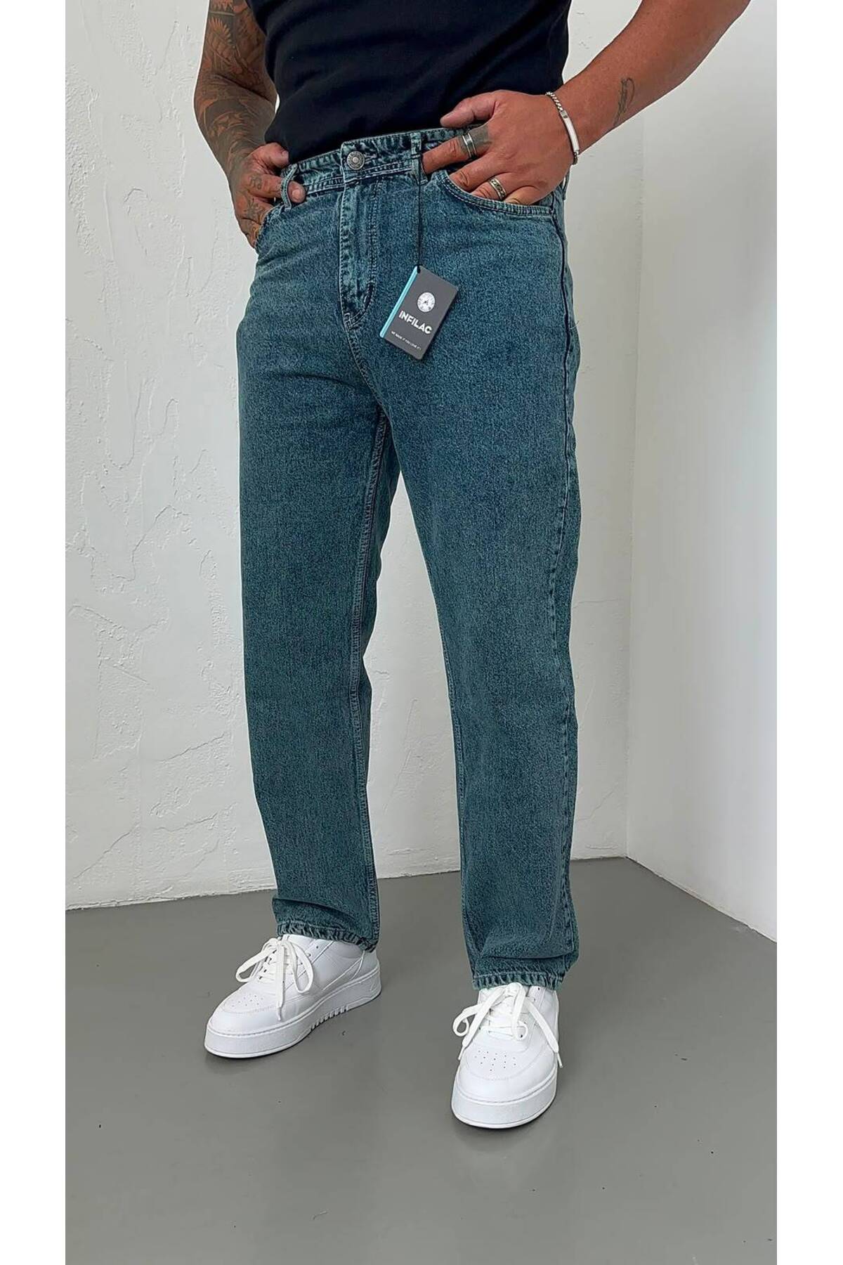 Koyu Mavi Baggy Pantolon (Erkek Mavi Baggy Fit Jean Streetwear Denim) 2027 — آبی Z1-MAN2