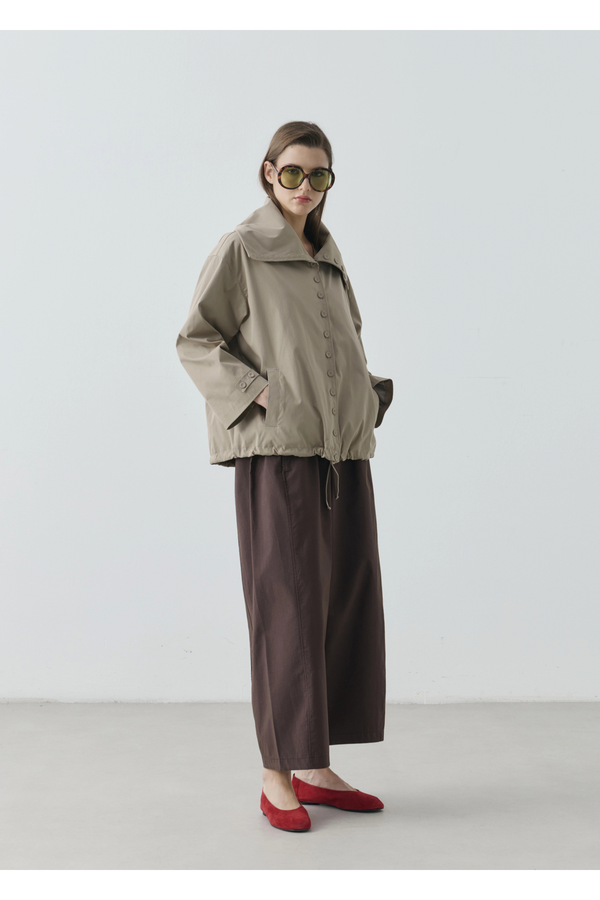 MODA AKSA 1235 YAKALI BOMBER CEKET VİZON görsel 2