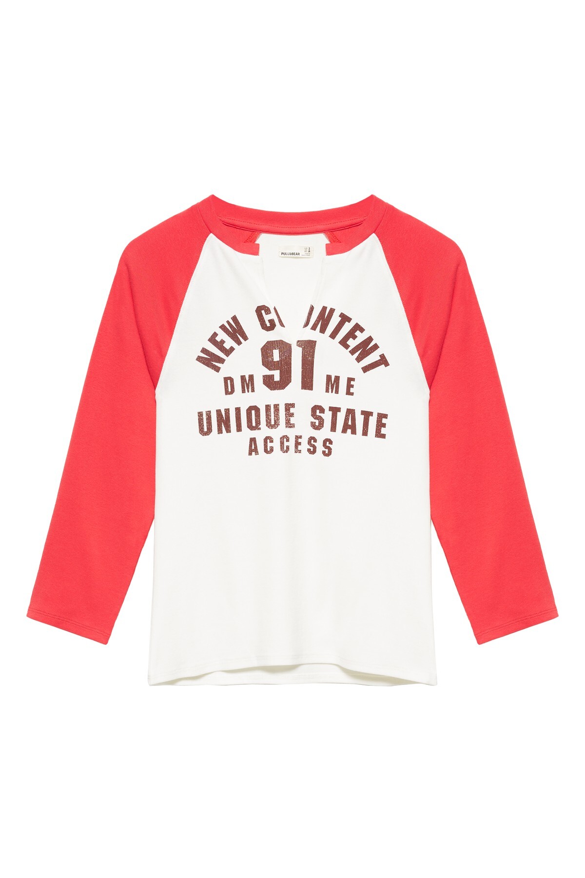 Pull & Bear Grafik baskılı reglan tişört görsel 2