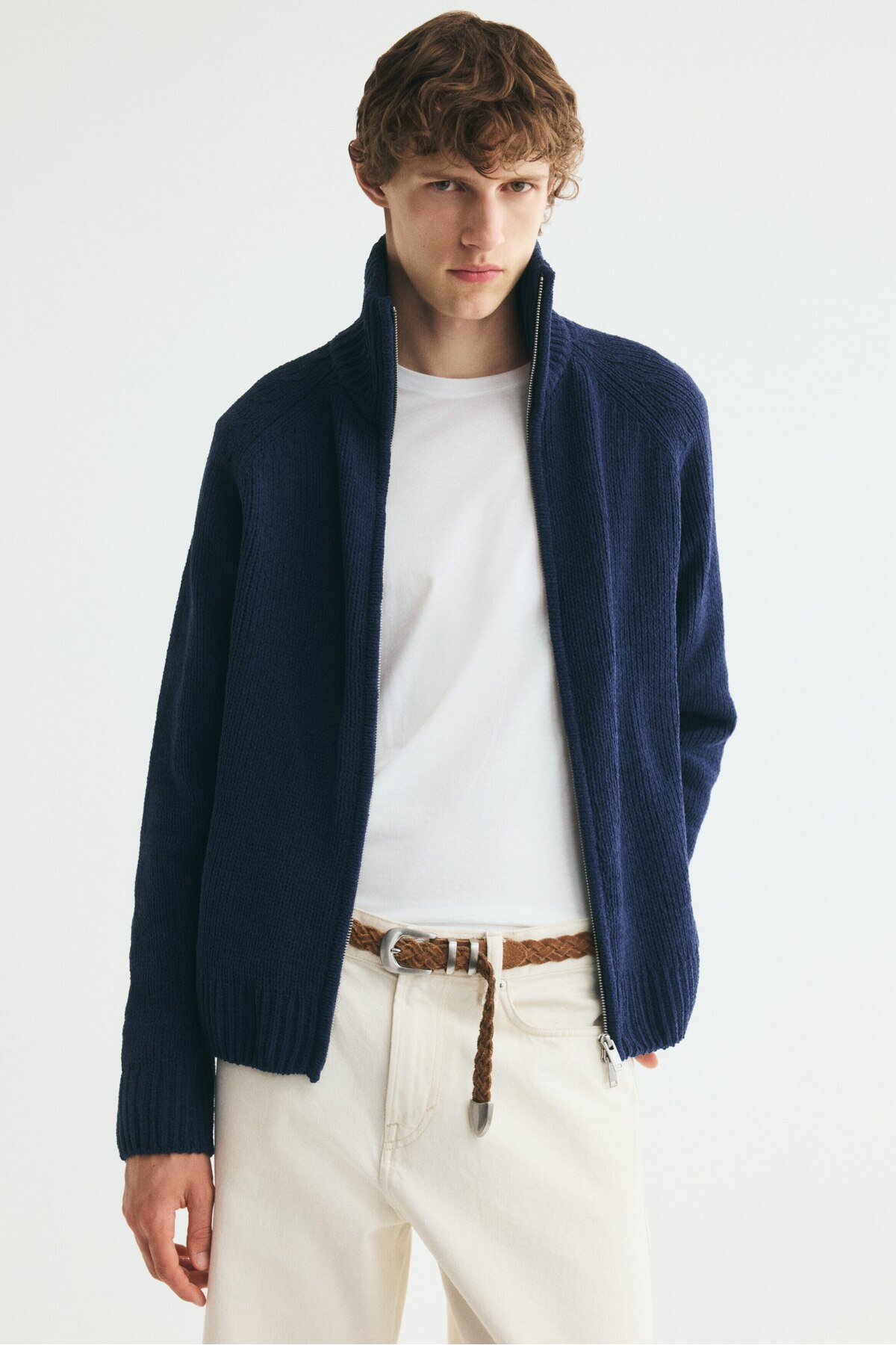 H&M Fermuarlı Şönil Hırka Relaxed Fit görsel 3