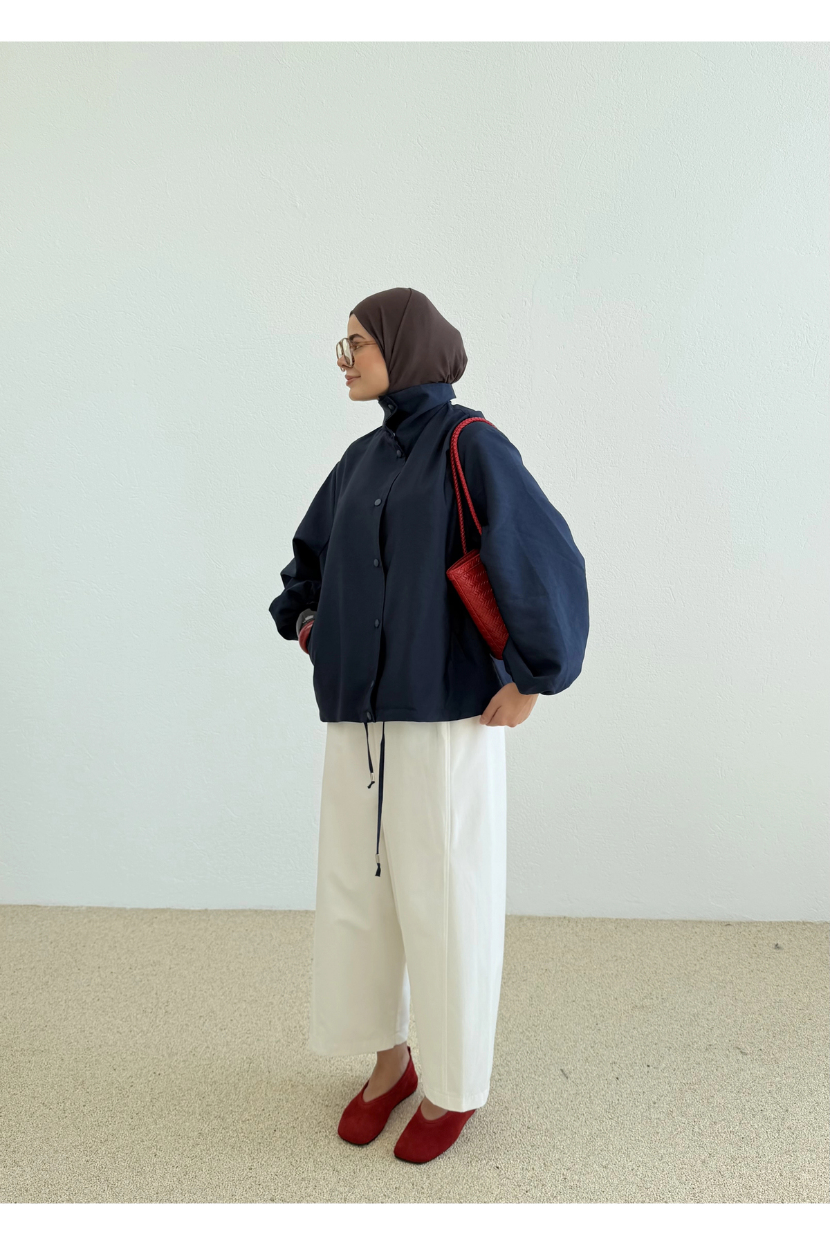 MODA AKSA 7745 ÇİFT İPLİ BOMBER CEKET laciverti