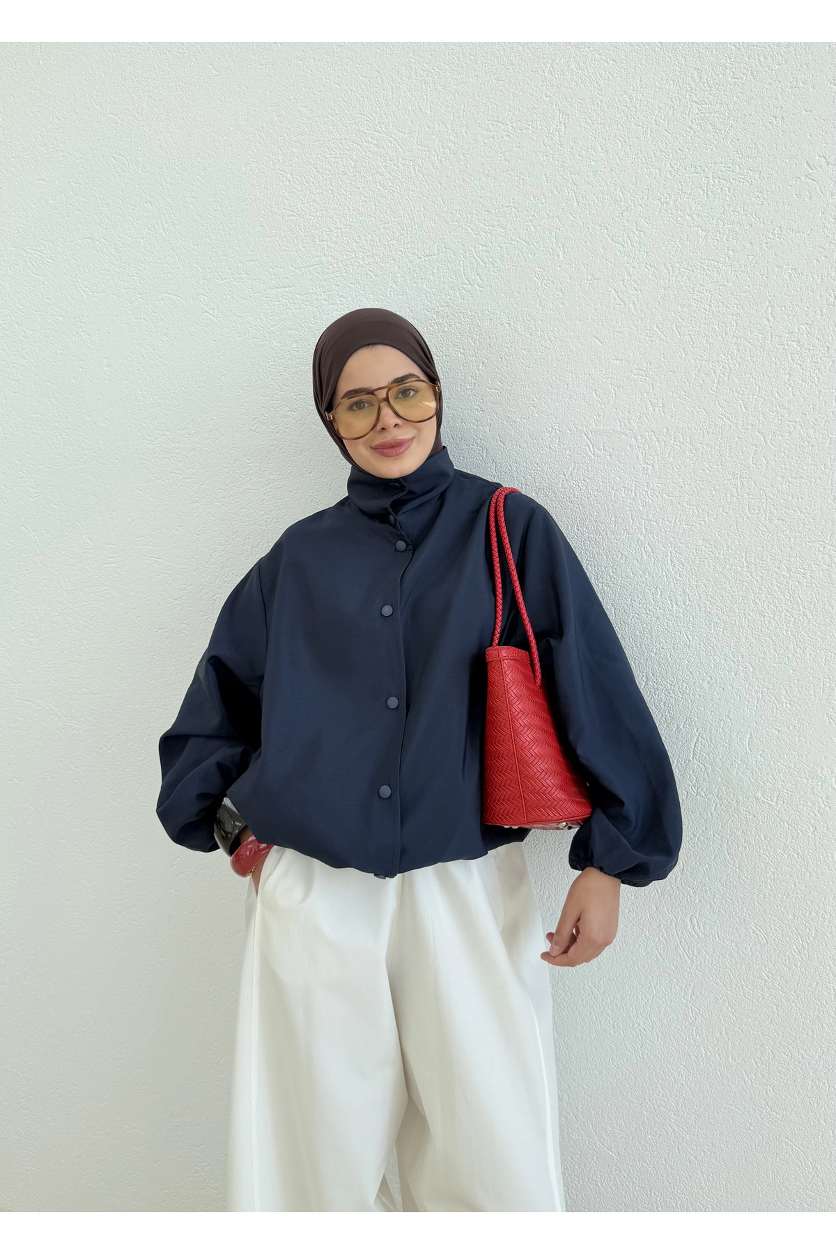 MODA AKSA 7745 ÇİFT İPLİ BOMBER CEKET laciverti görsel 2