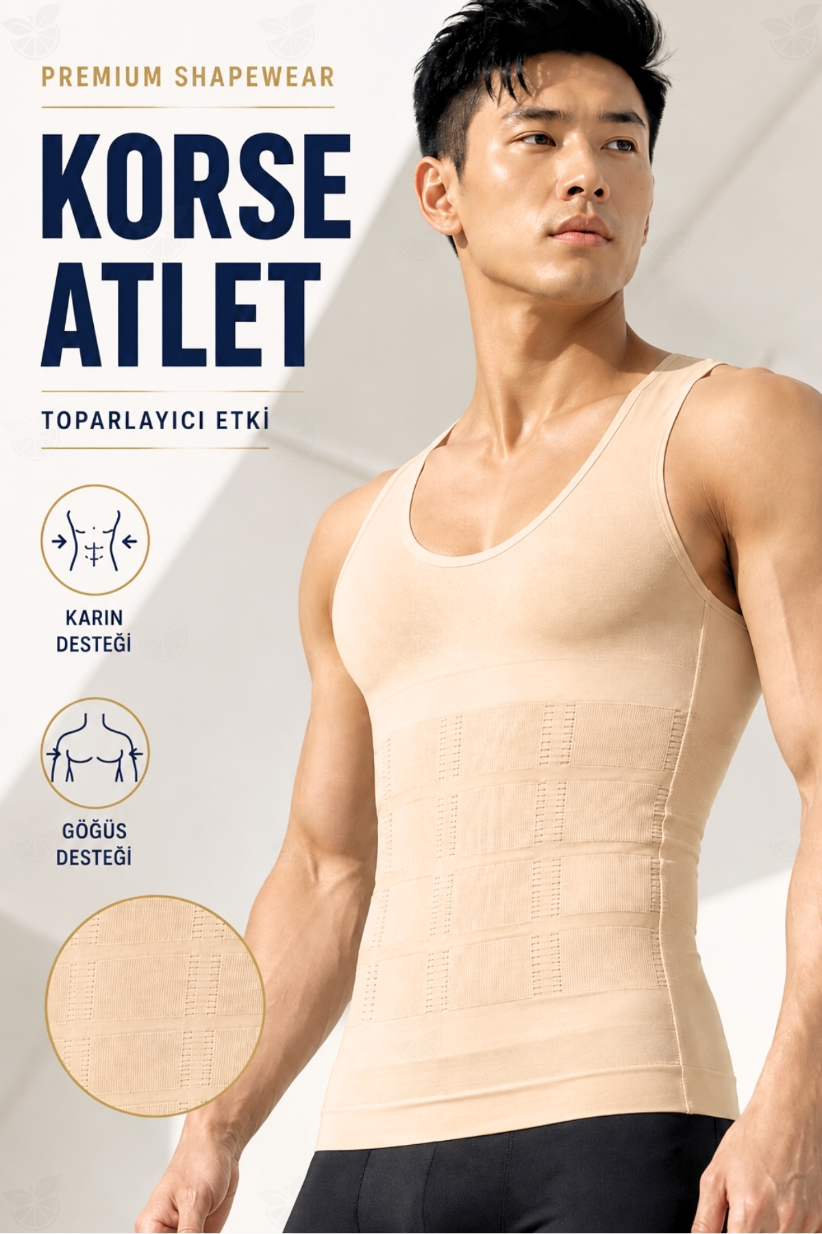 elilom Erkek Shapewear Atlet - Göbek ve Göğüs Toparlayıcı, Dik Duruş Destekli Fit Korse Atlet
