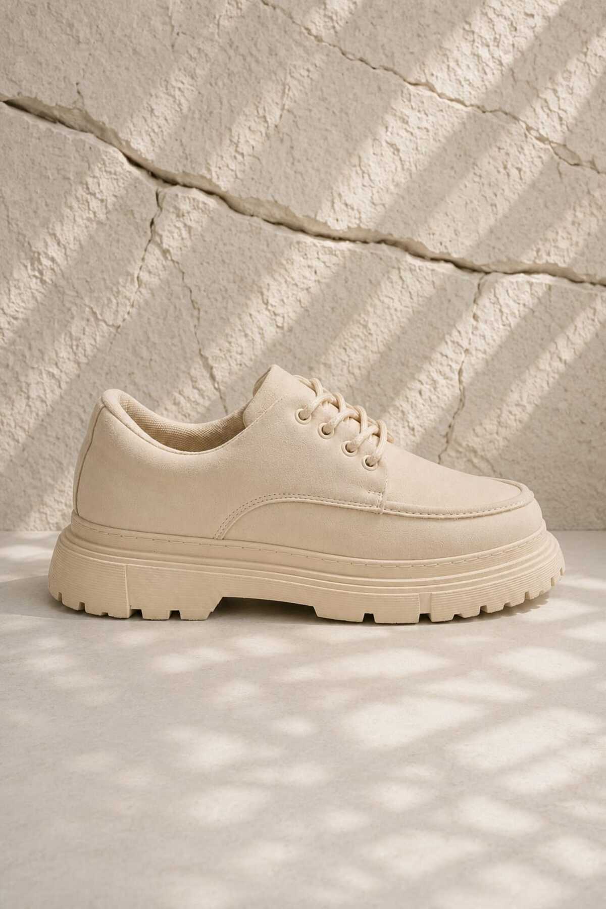 Mhoda Shoes Premium Bağlamalı Makosen Ayakkabı Bej görsel 4