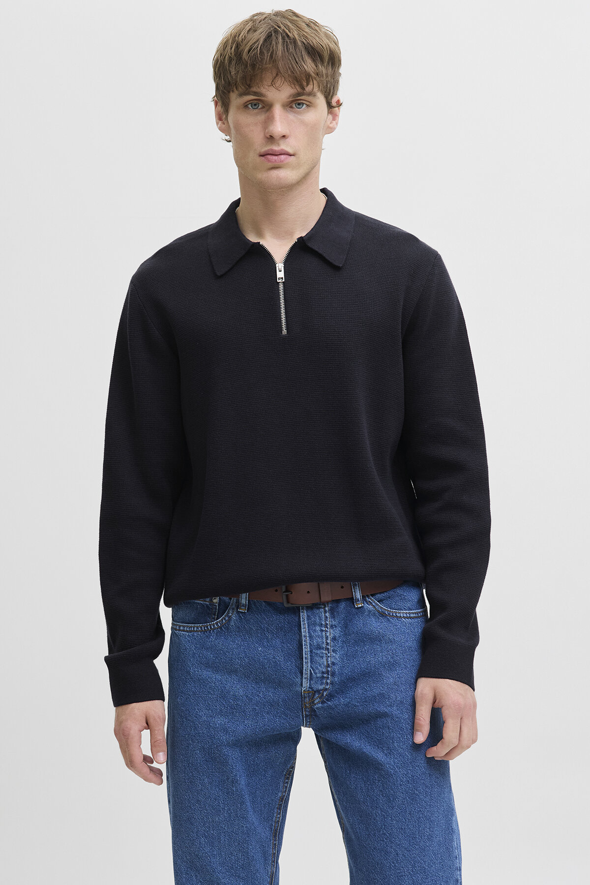 ژاکت راحتی مردانه سرمه‌ای ۱۲۲۸۱۷۴۳_JPRBLAMILANO STITCH KNIT Z جک اند جونز پلیور Jack & Jones