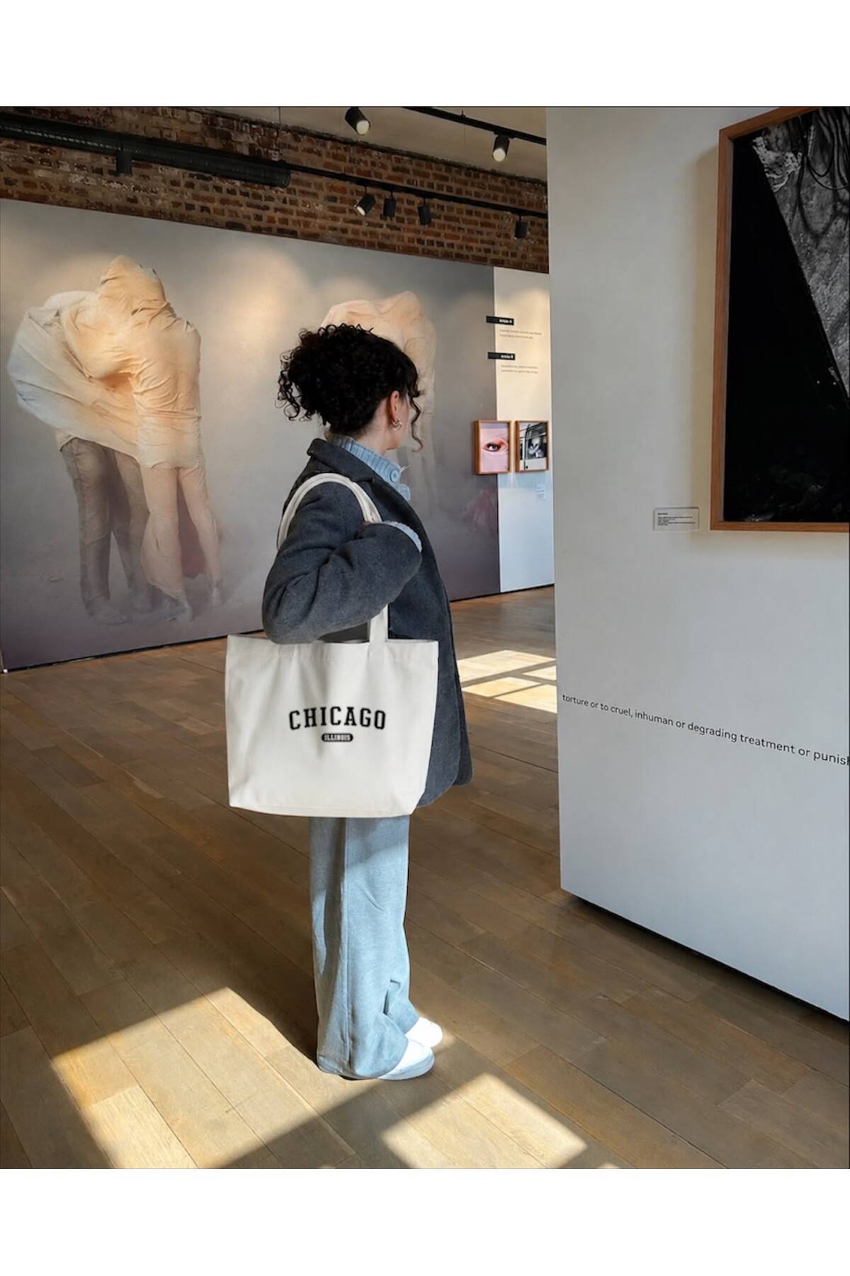 Le Vion Baskı Bez Çanta 38x42 cm 170 Gr Kanvas Omuz Çantası Kadın Alışveriş Çantası görsel 2