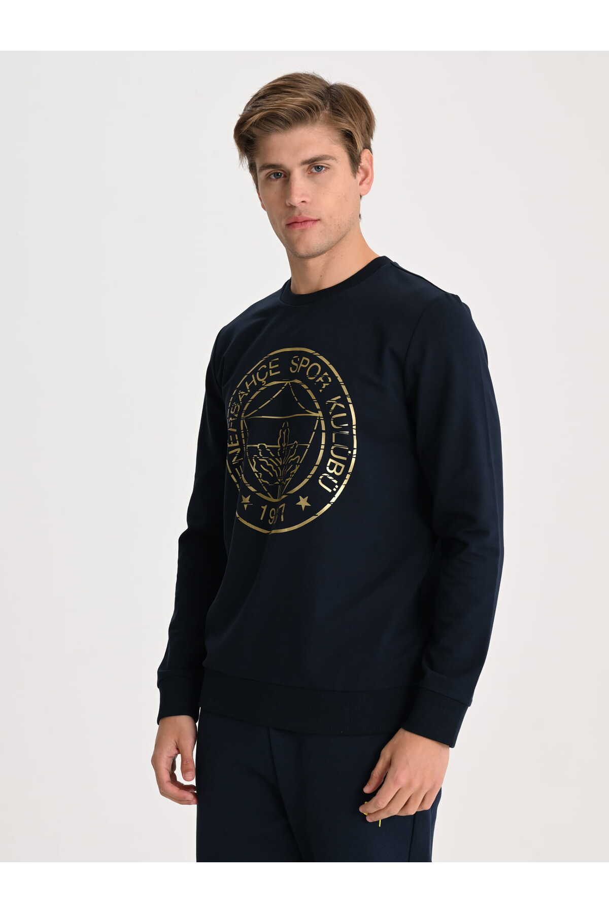 Fenerbahçe Lacivert Tribün Altın Logolu Erkek Sweatshirt görsel 2