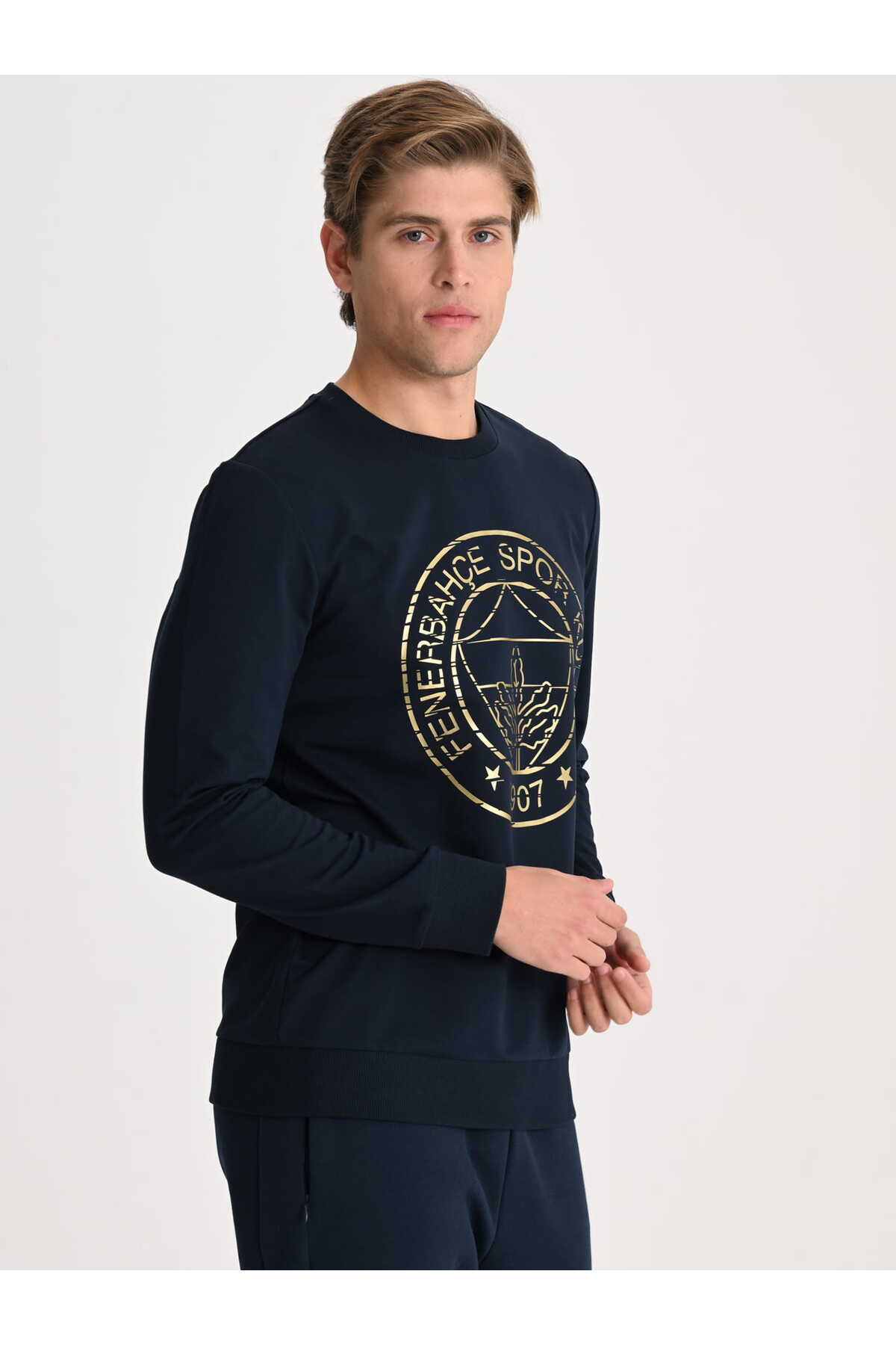 Fenerbahçe Lacivert Tribün Altın Logolu Erkek Sweatshirt görsel 3