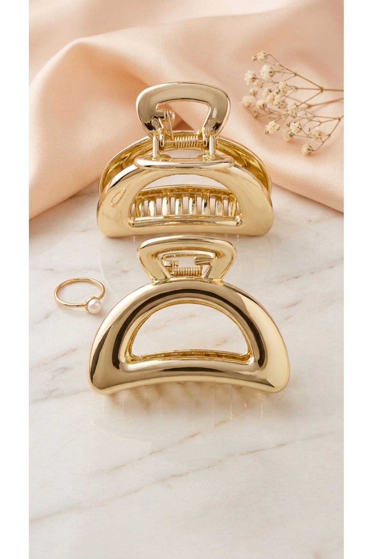 ŞEHRAZAT HANDMADE TASARIM Gold Renk Mandal Saç Tokası görsel 3
