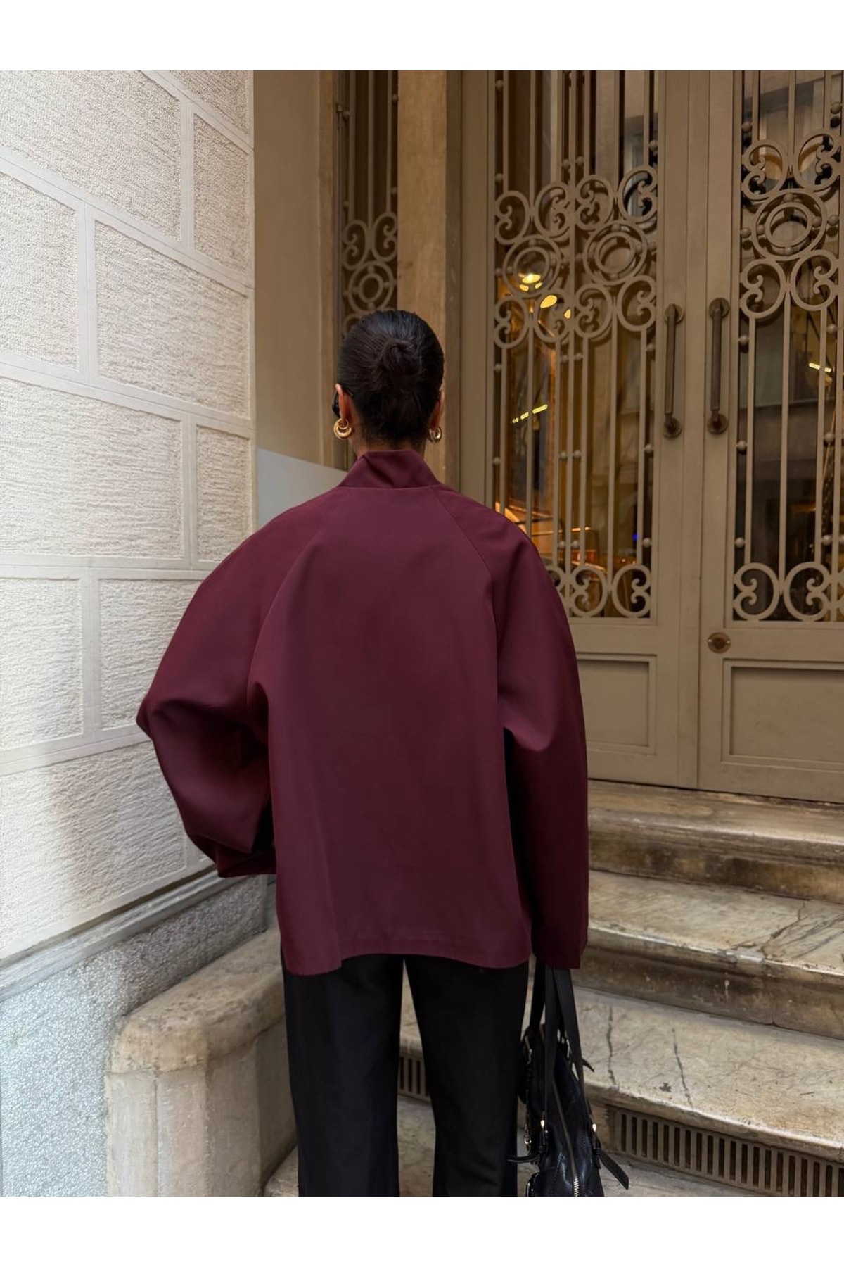 Ekim Store Düz Fermuarlı Oversize Trenç Ceket görsel 2