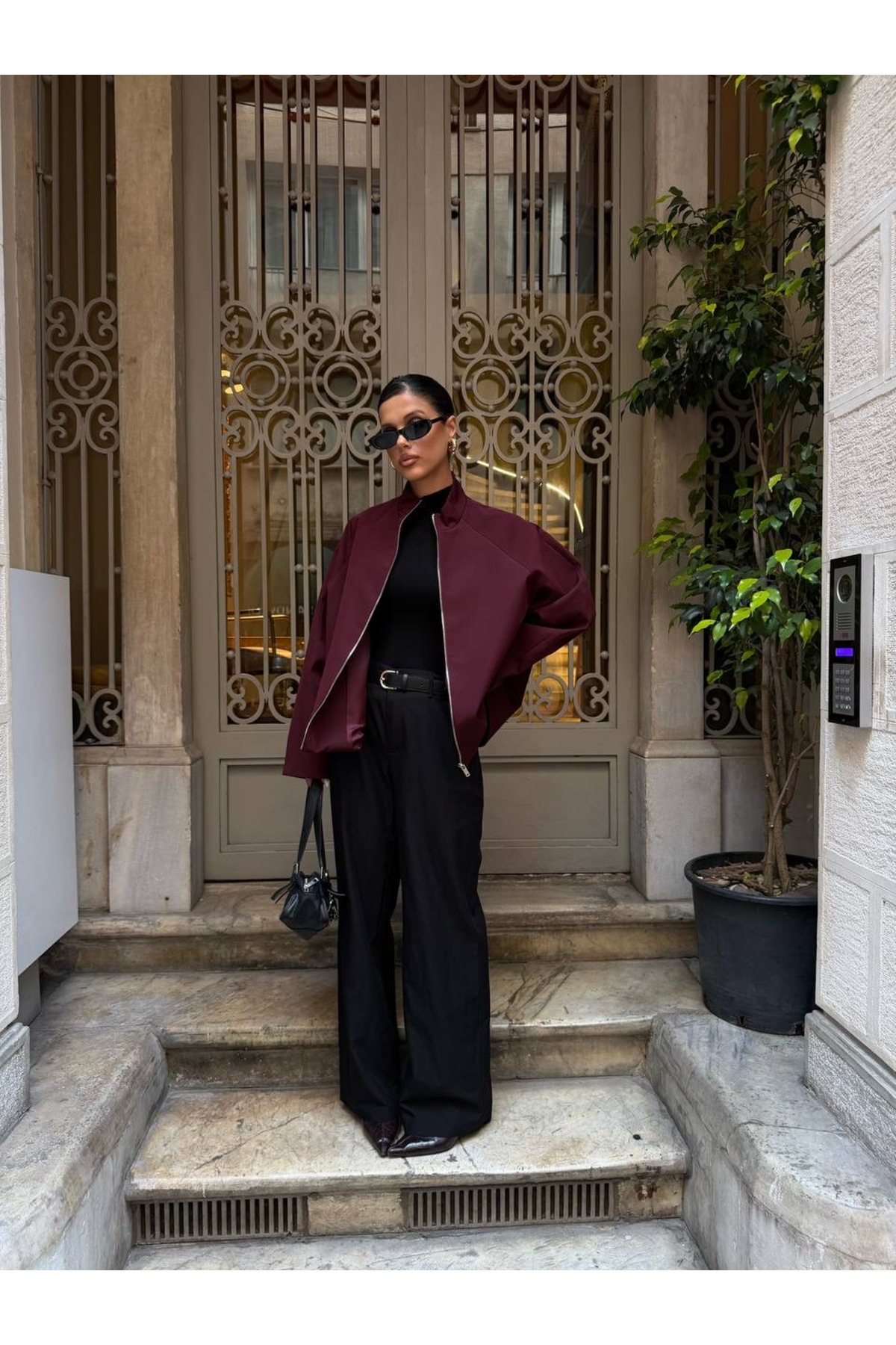 Ekim Store Düz Fermuarlı Oversize Trenç Ceket görsel 5