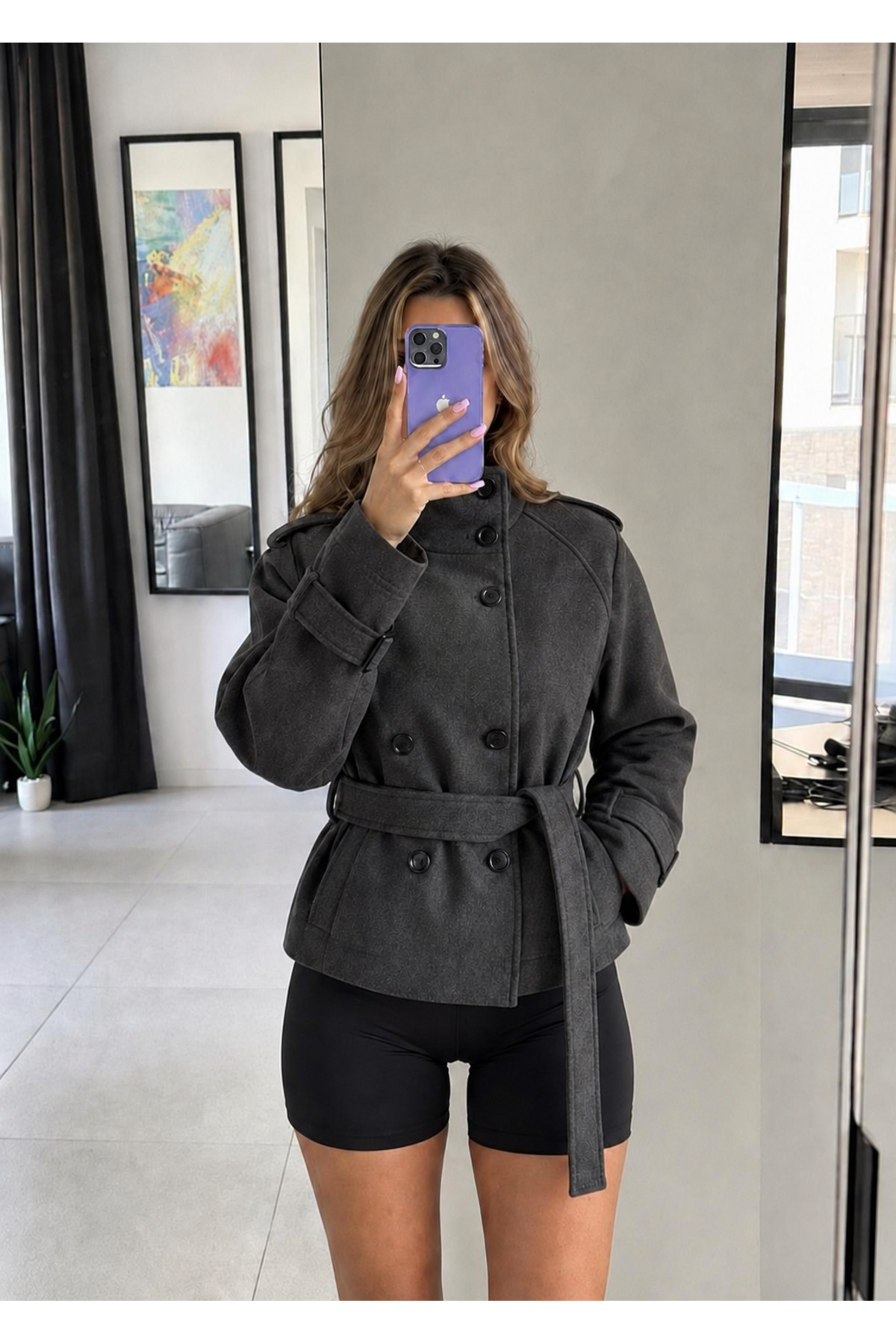 Ekim Store Kaşe Dik Yaka Düğmeli Ceket