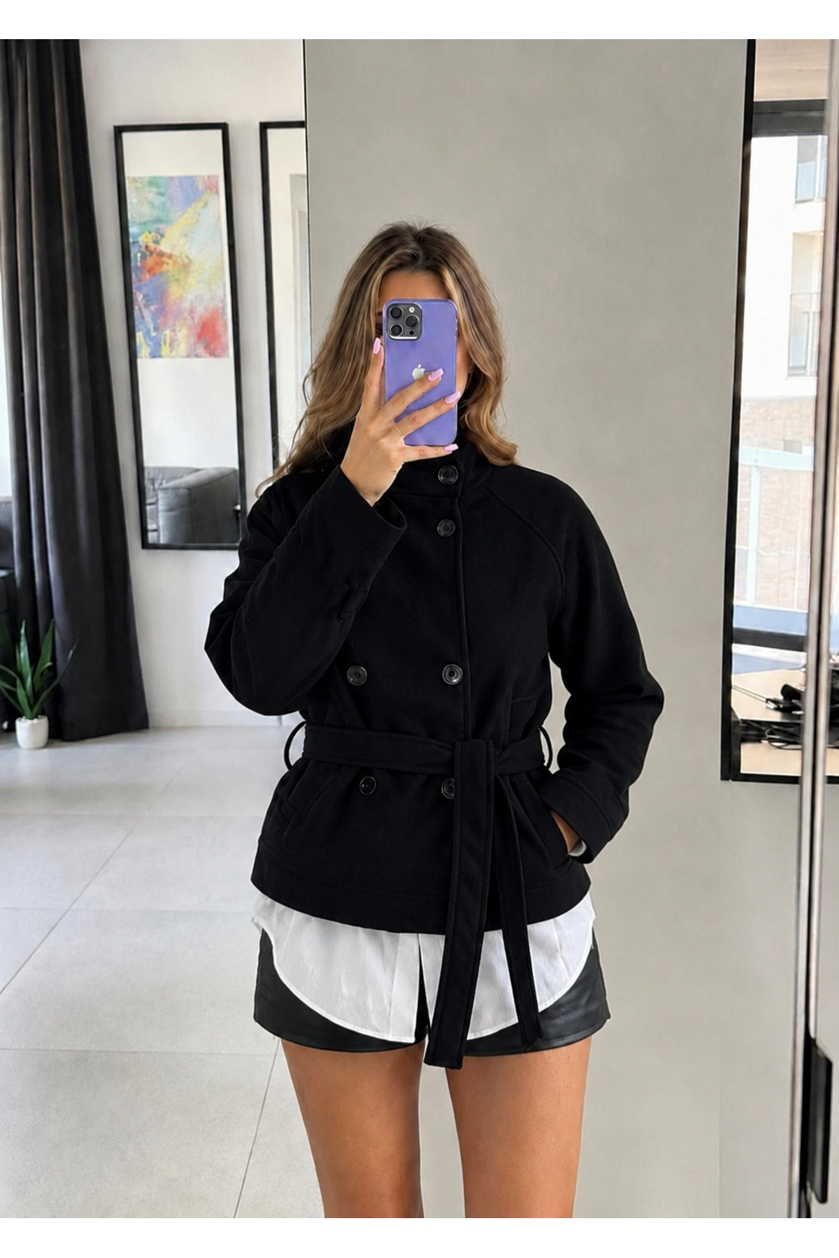 Ekim Store Kaşe Dik Yaka Düğmeli Ceket görsel 2
