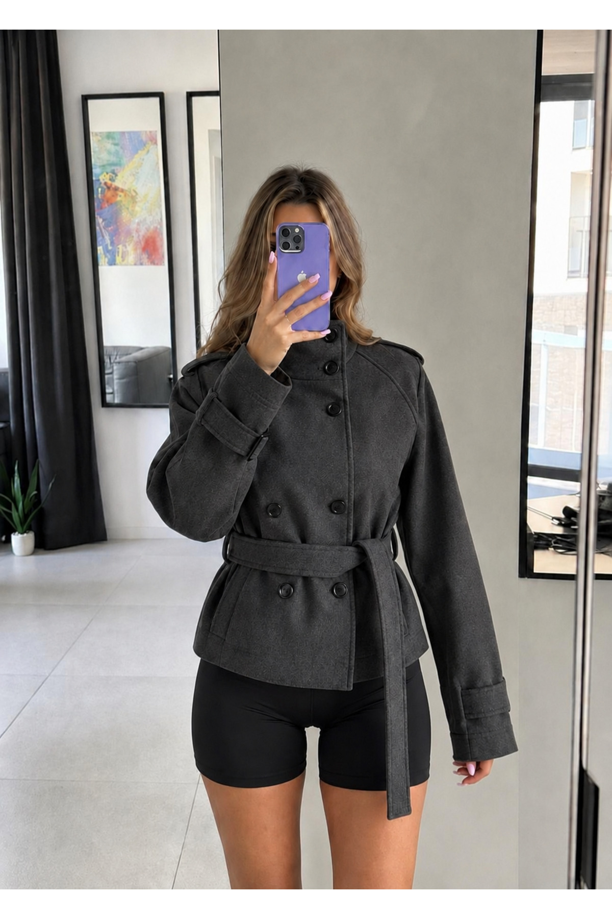 Ekim Store Kaşe Dik Yaka Düğmeli Ceket görsel 5