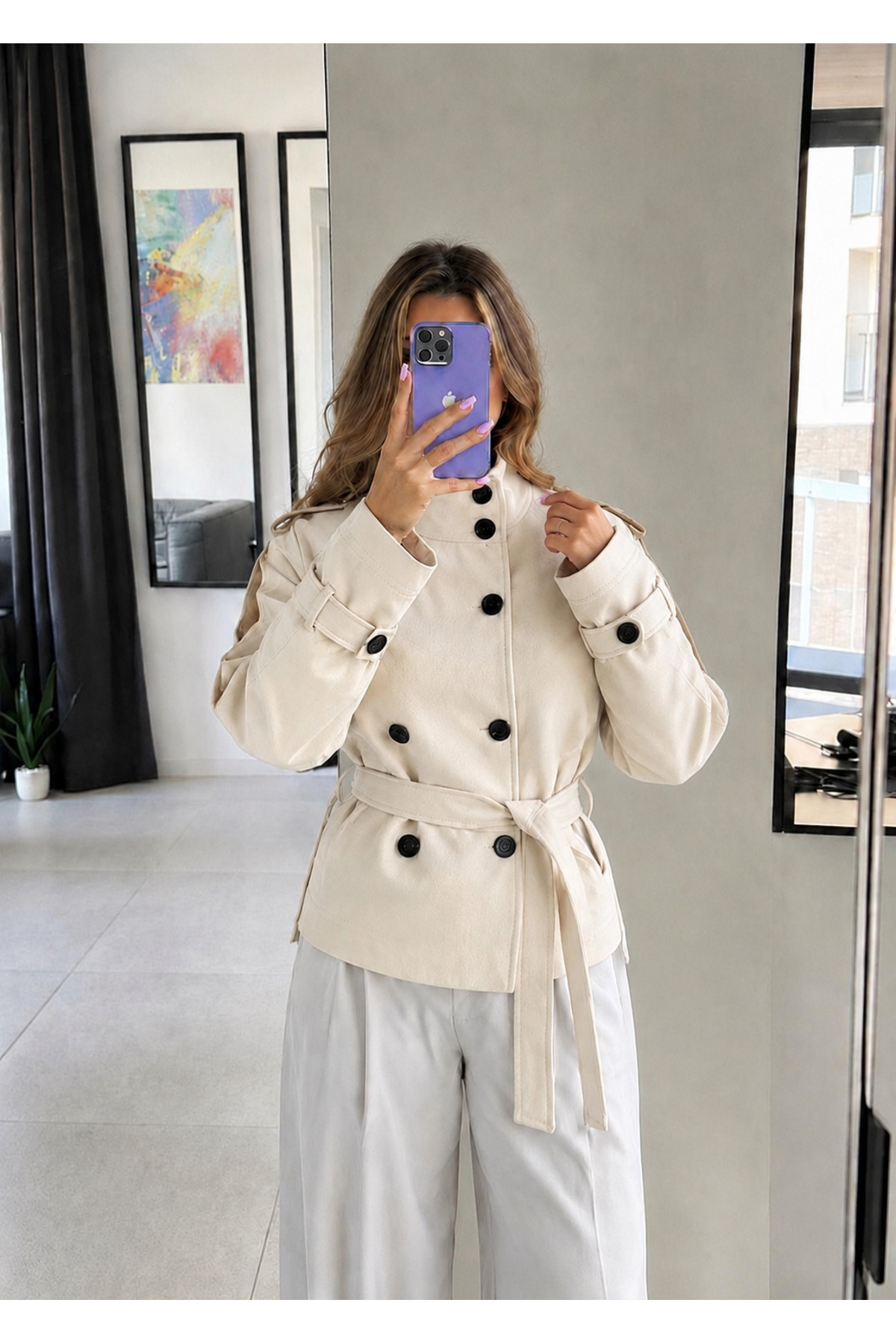 Ekim Store Kaşe Dik Yaka Düğmeli Ceket görsel 2