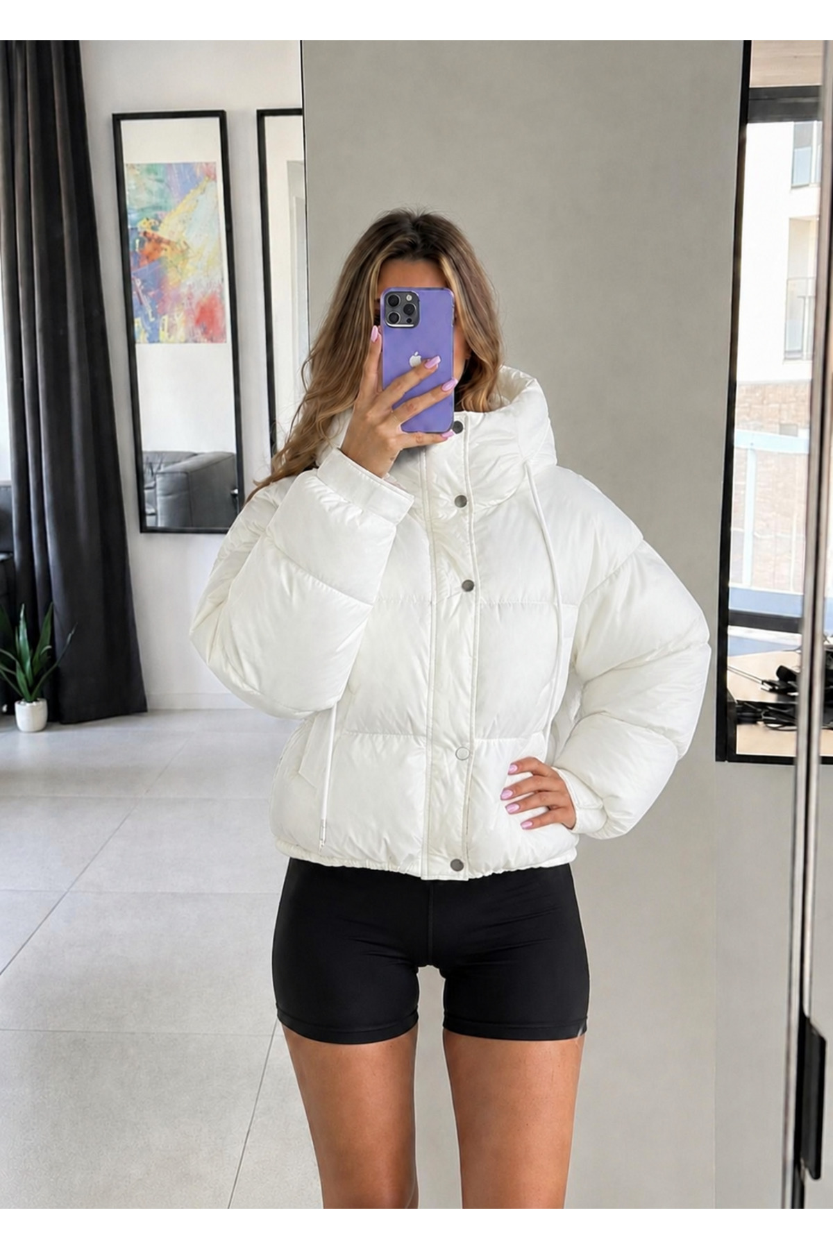 Ekim Store Kapüşonlu Cepli Çıtçıtlı Şişme Mont görsel 6