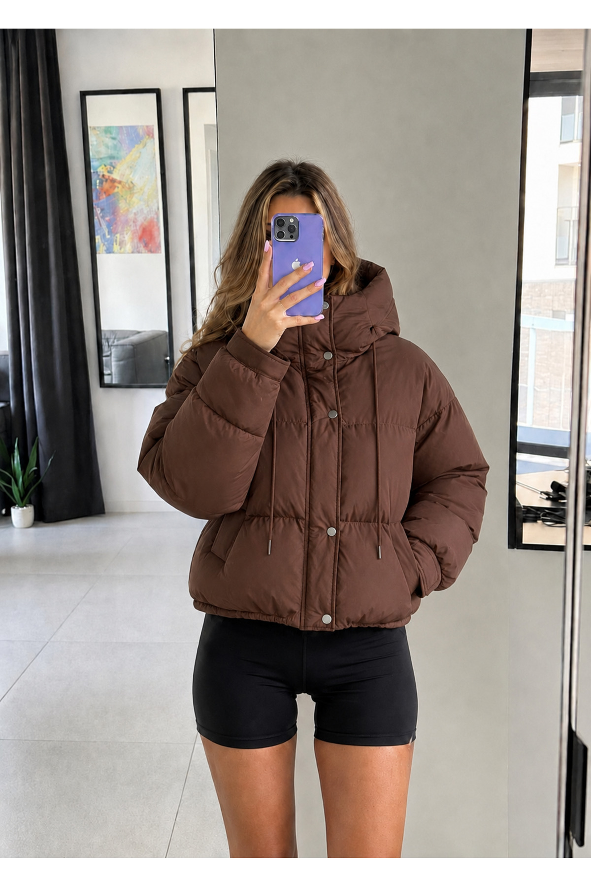 Ekim Store Kapüşonlu Cepli Çıtçıtlı Şişme Mont görsel 3