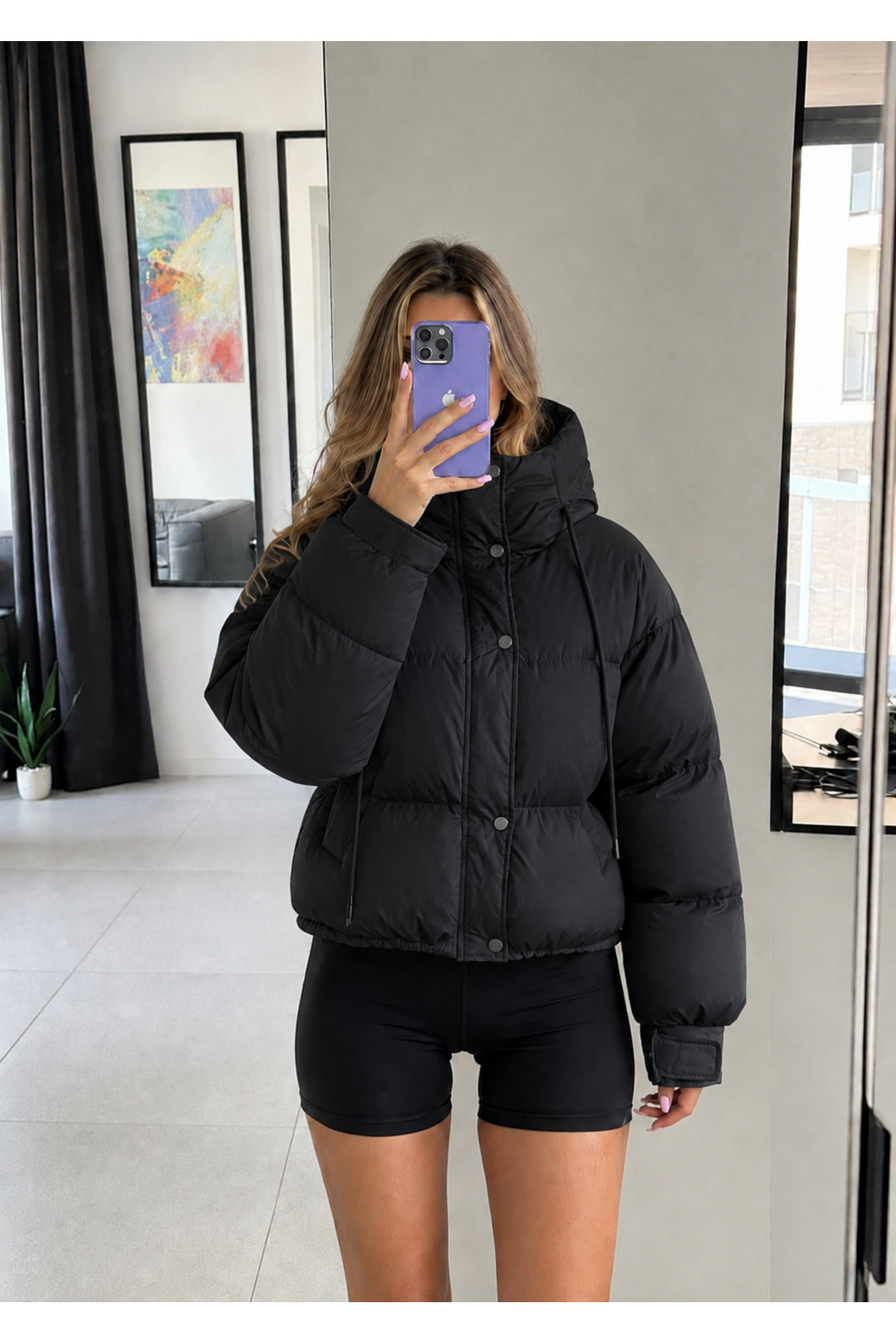 Ekim Store Kapüşonlu Cepli Çıtçıtlı Şişme Mont görsel 2