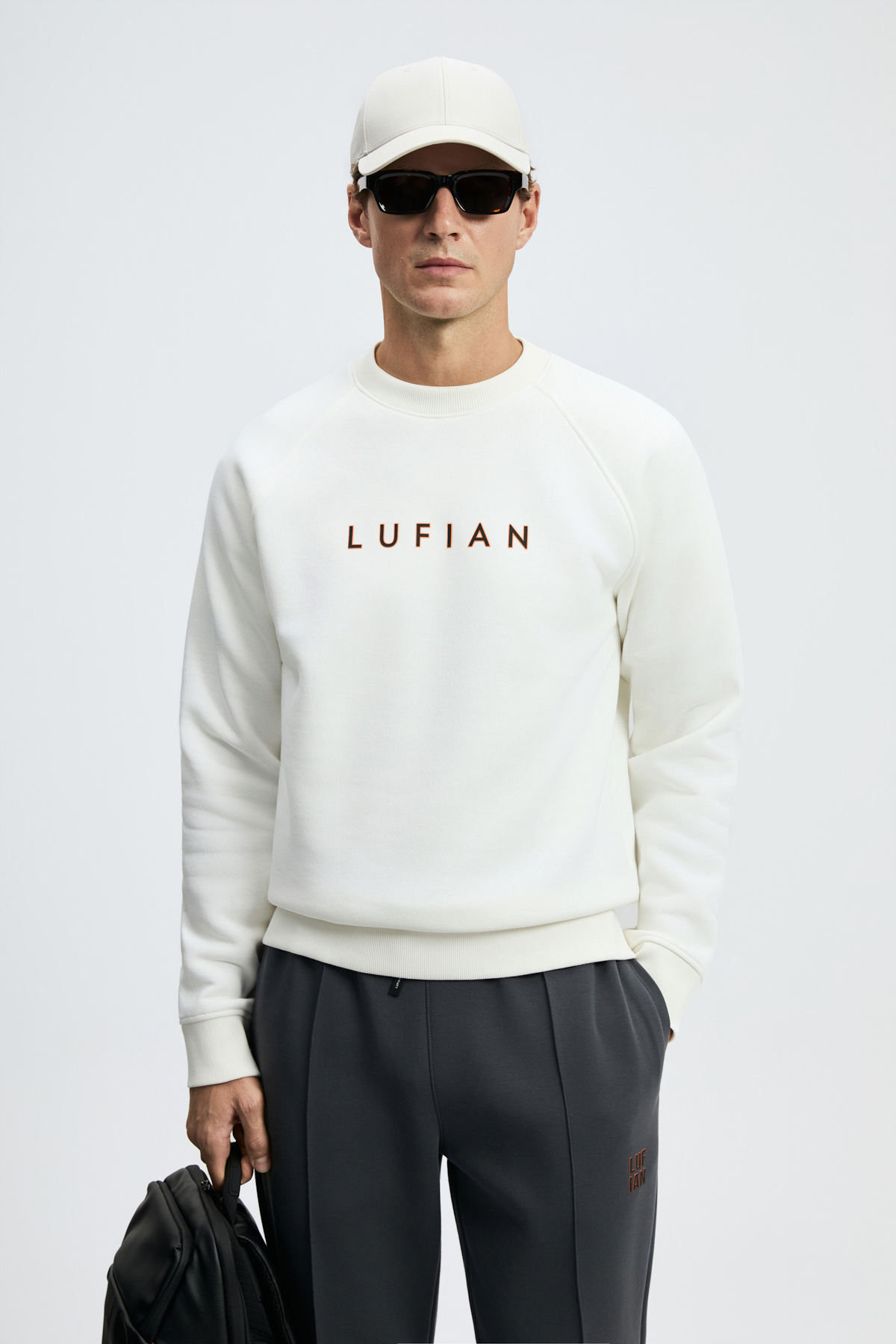 Lufian Bren Erkek Sweatshirt Kırık Beyaz görsel 4