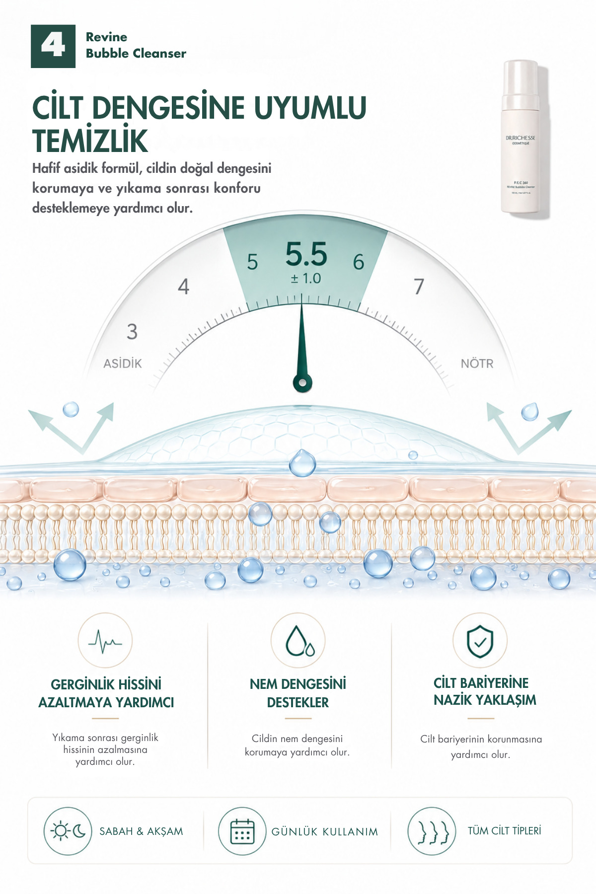 PDRN & Seramid İçeren Yüz Temizleme Köpüğü 150 ml | P.E.C 360 Revine Bubble Cleanser — Dr.Richesse001 — تصویر 5 از 8