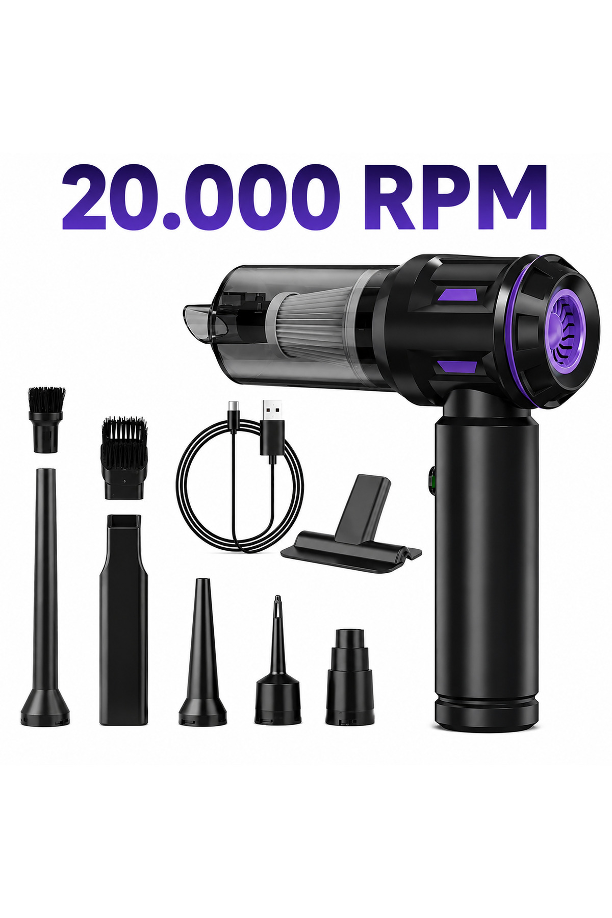 BRAVİON 20.000 RPM Hava Üfleme Ve Çekme Modlu 3 Kademeli Şarjlı Çok Amaçlı Süpürge Ev, Araba,Ofis, Dükan Temizliği İçin