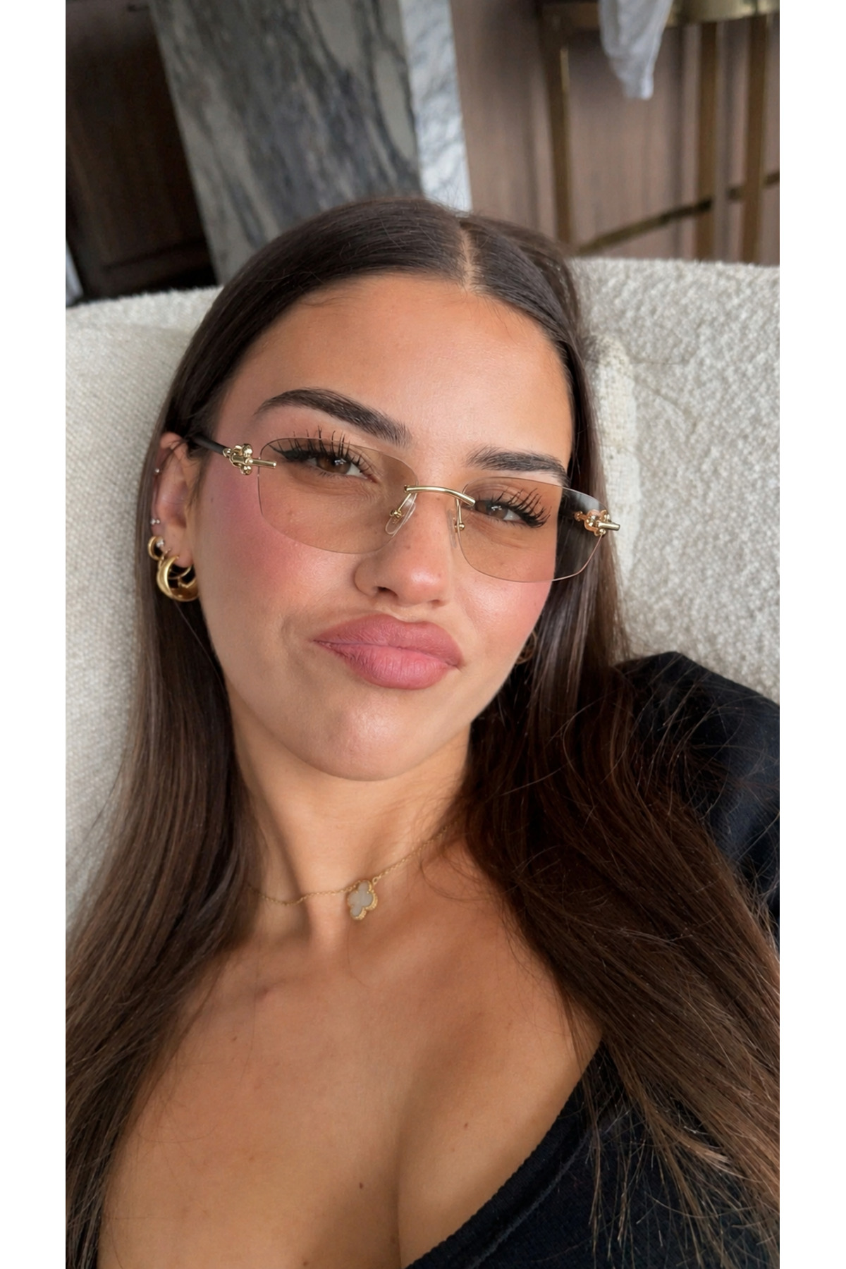 Goldmine Unisex Premium Köşeli Toffy Güneş Gözlüğü UV400 Gold Cam | Kılıf ve Silme Bezi Hediyeli görsel 4