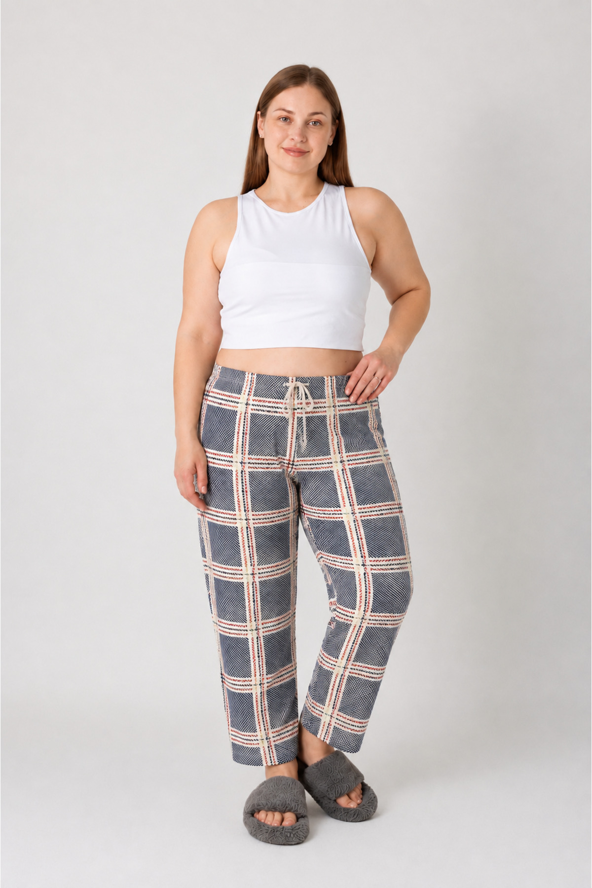 LOTTEBELLA 3Lü Paket Büyük Beden Pamuklu İnce Nefes Alabilen Kumaş Pijama Altı görsel 4