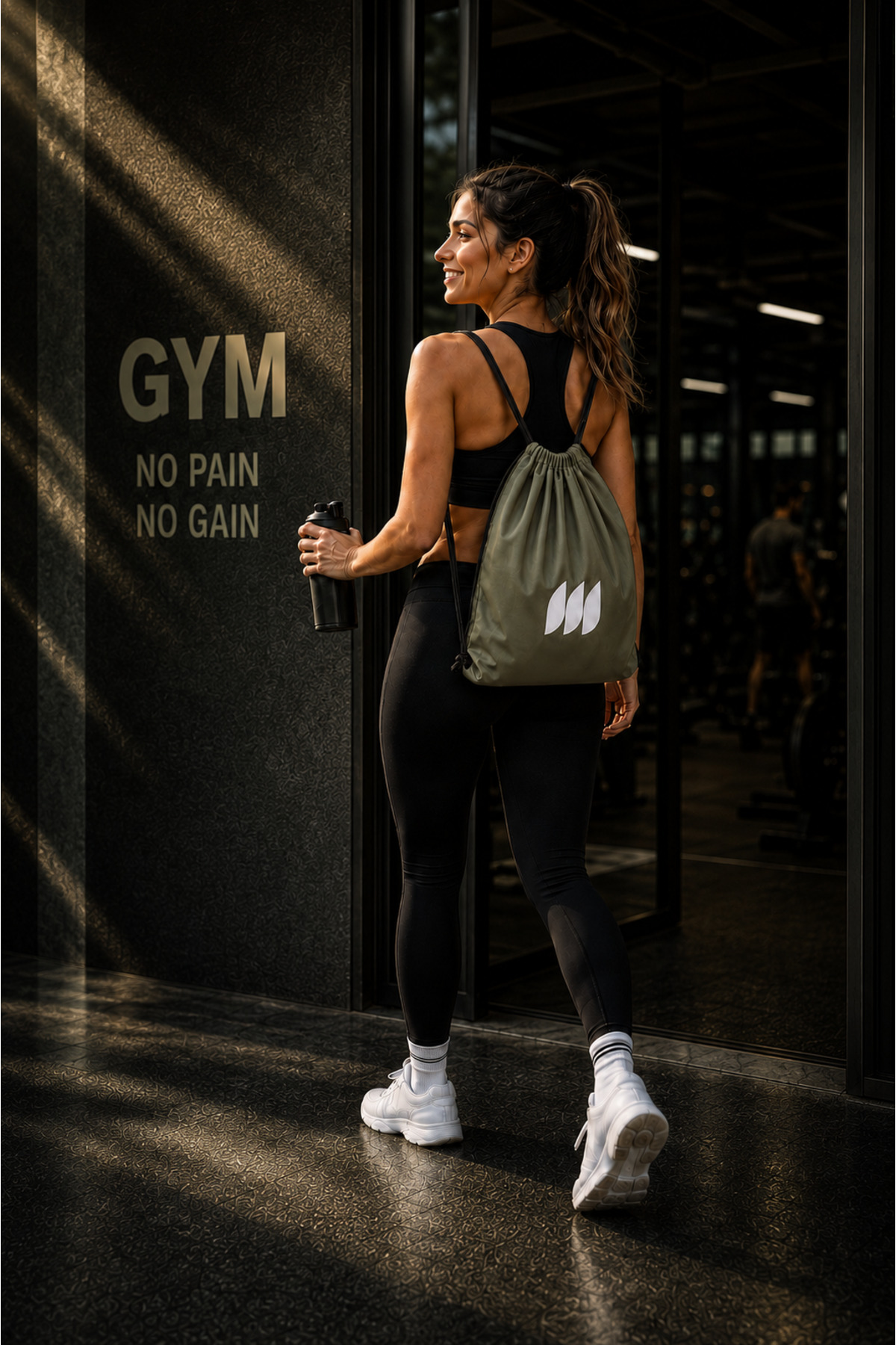 PUFAZZO İpli Büzgülü Sırt Çantası, Suya Dayanıklı Spor Çanta, Kordonlu Unisex Gym Çantası görsel 3