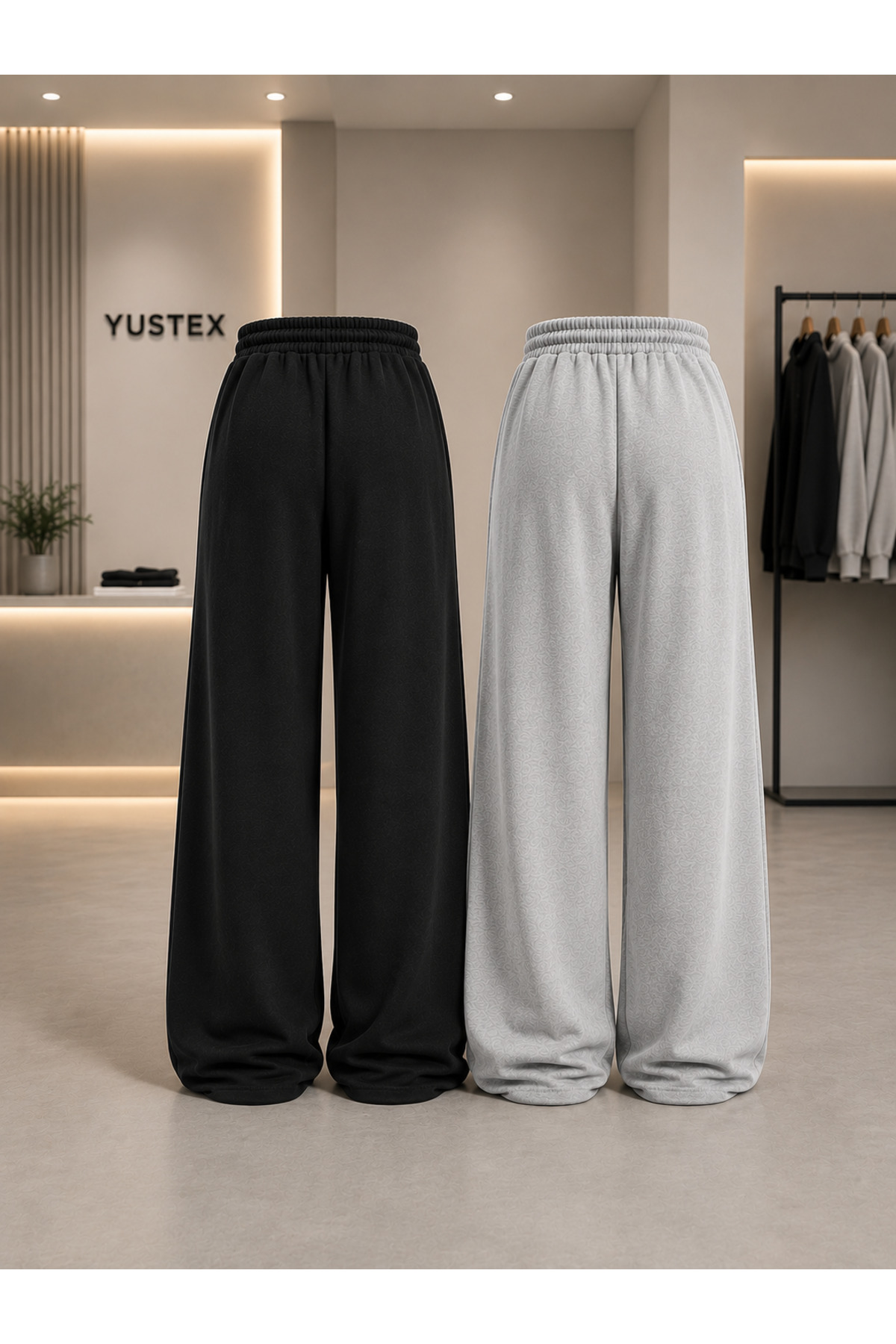 yx yustex sport 2 Adet Unisex (Siyah ve Gri) Eşofman Altı Bol Paça Oversize Salaş Modeldir görsel 3