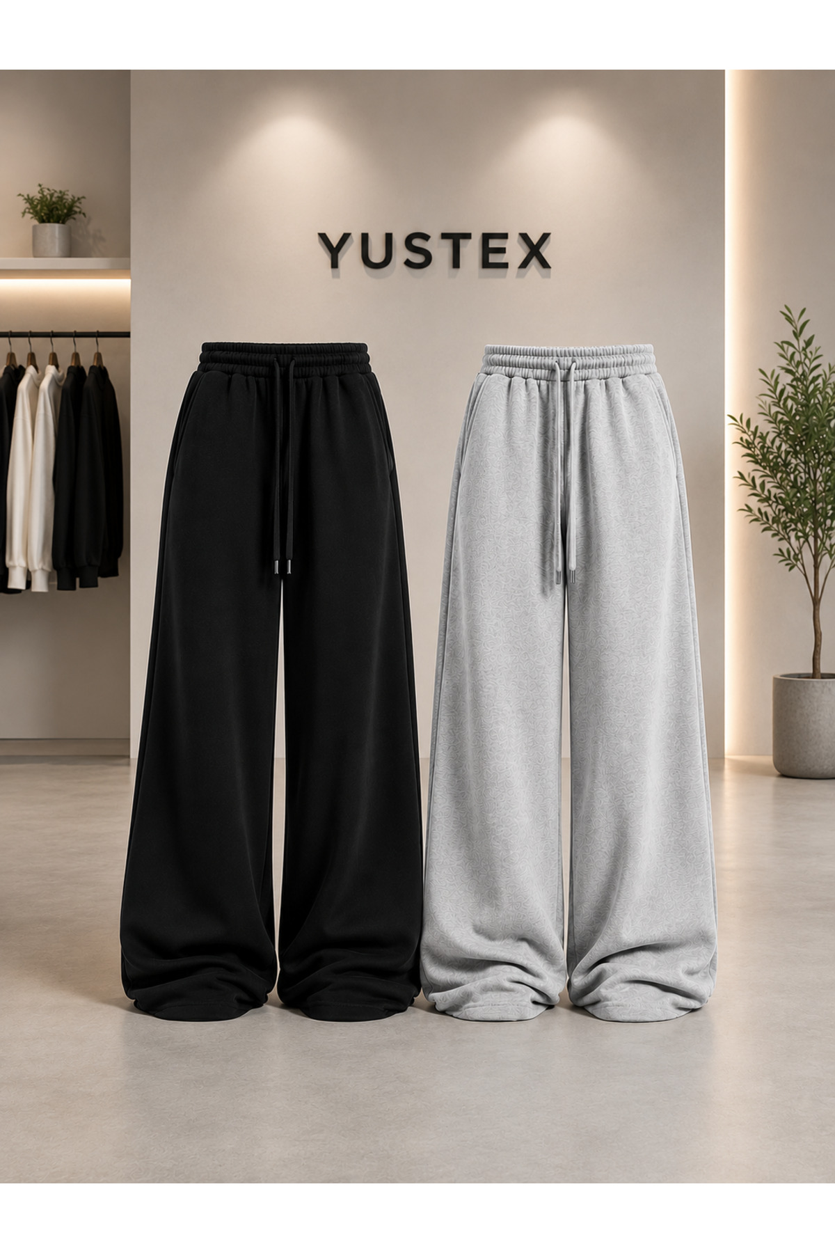 yx yustex sport 2 Adet Unisex (Siyah ve Gri) Eşofman Altı Bol Paça Oversize Salaş Modeldir