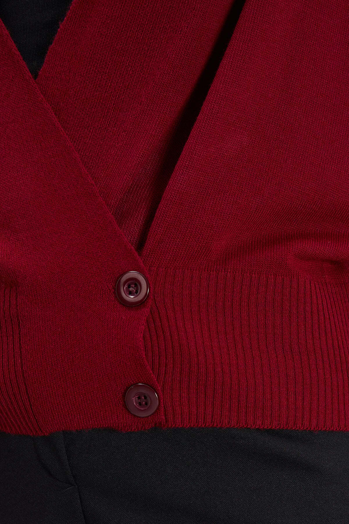 Fulla Moda Kruvaze Yaka Salaş Triko Hırka görsel 7