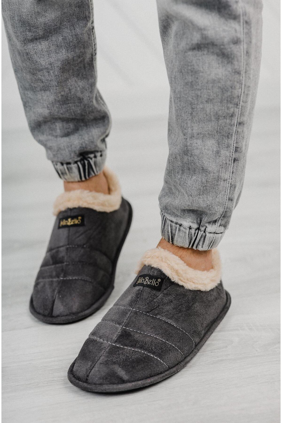 Moda Frato STL-01 Unisex Panduf Ev Ayakkabısı Kadın Erkek Ev Botu İçi Yünlü Sıcak Tutar görsel 5