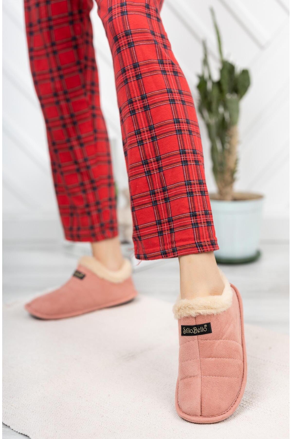 Moda Frato STL-01 Unisex Panduf Ev Ayakkabısı Kadın Erkek Ev Botu İçi Yünlü Sıcak Tutar görsel 4