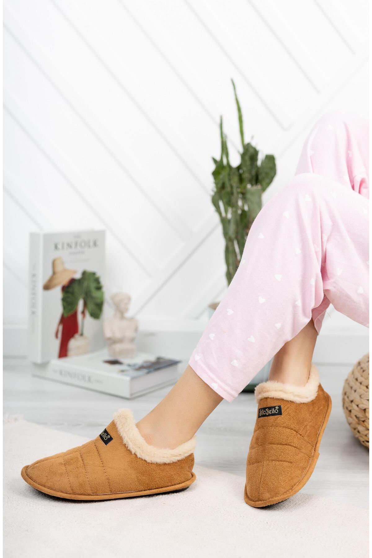 Moda Frato STL-01 Unisex Panduf Ev Ayakkabısı Kadın Erkek Ev Botu İçi Yünlü Sıcak Tutar görsel 4