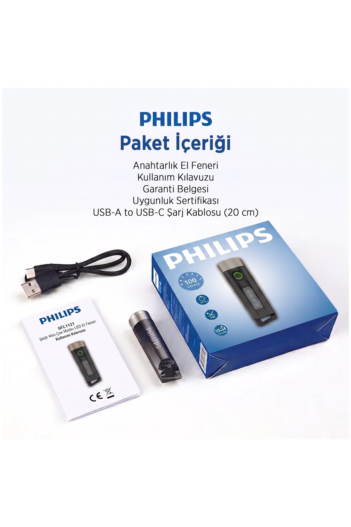 چراغ قوه مینی کمپ با نور UV و 10 حالت SFL1121 100 لومن