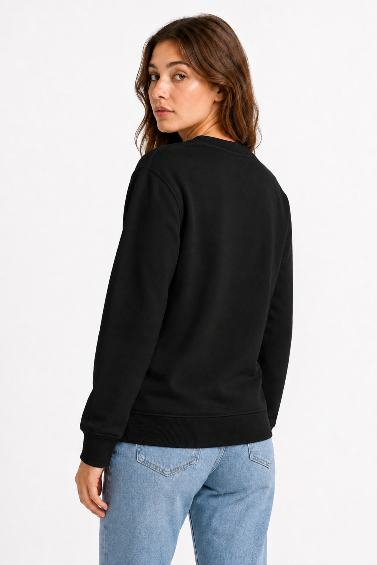 Unisex Siyah Basic Bisiklet Yaka Uzun Kollu Sweatshirt Siyah · Fotoğraf 7