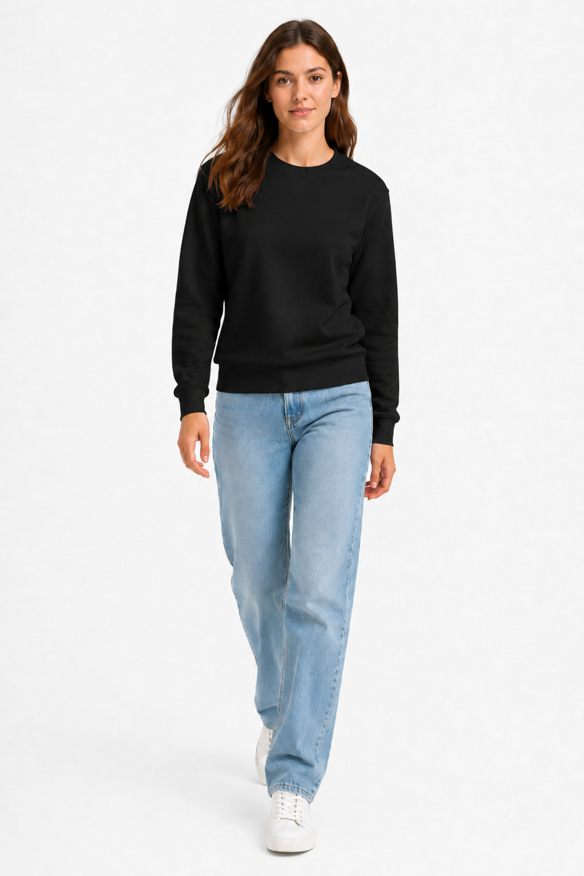 Unisex Siyah Basic Bisiklet Yaka Uzun Kollu Sweatshirt Siyah · Fotoğraf 5